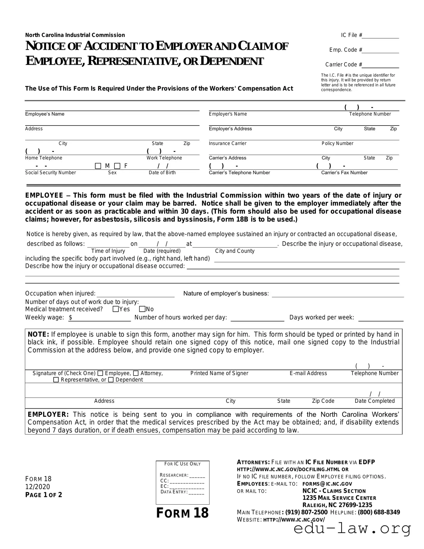 Fill in Your Commission 18 Template