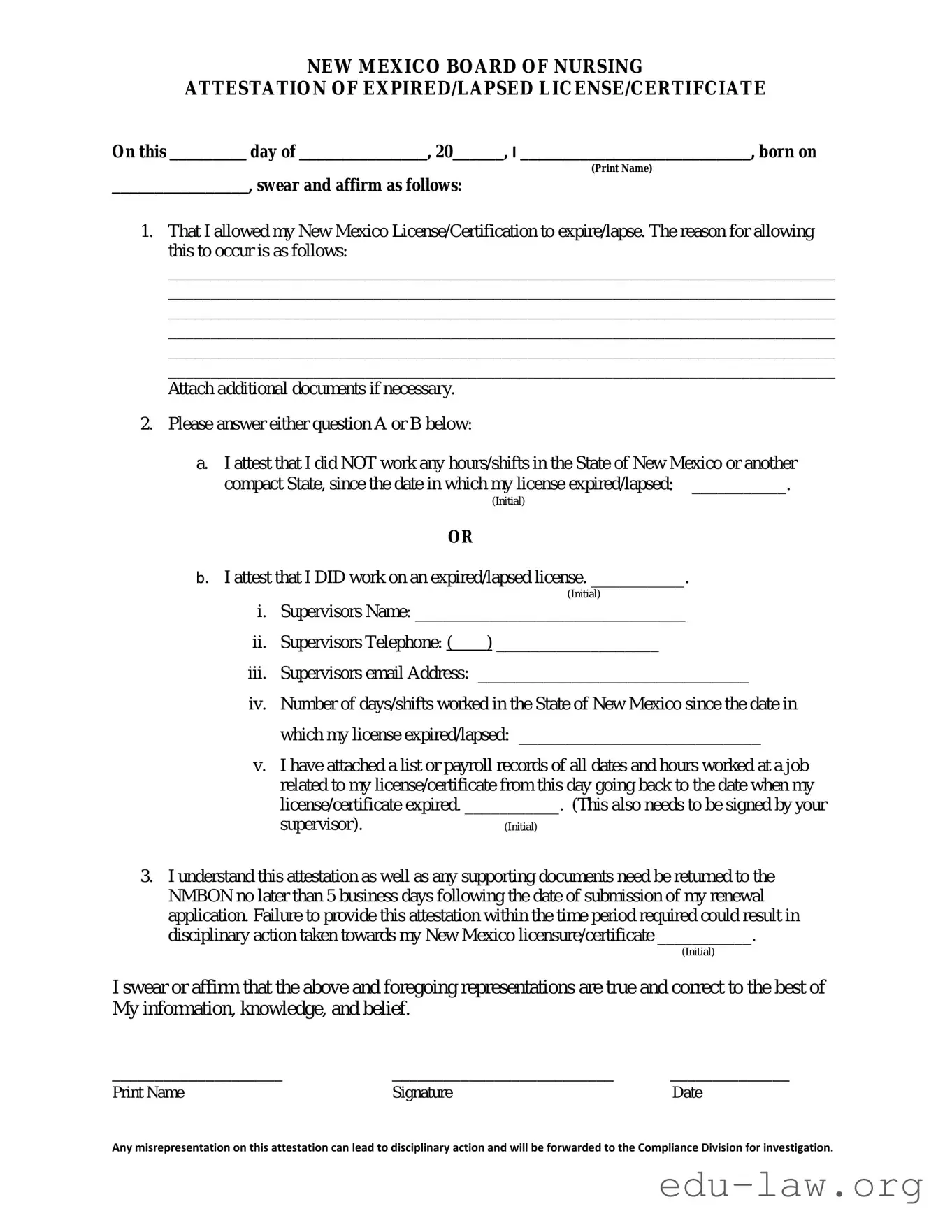 Fill in Your New Mexico Board Of Nursing Template