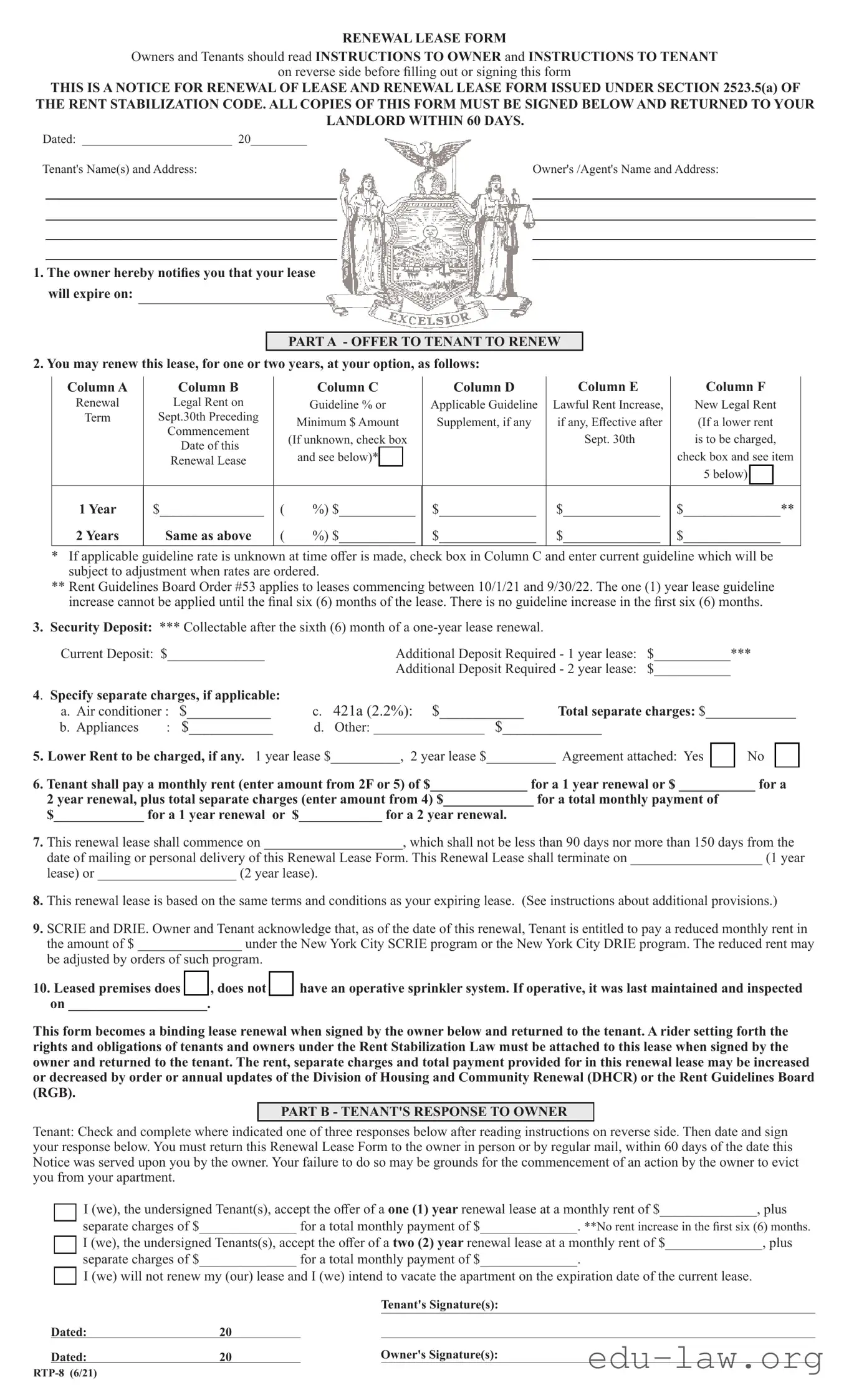 Fill in Your Renewal Lease Nyc Template
