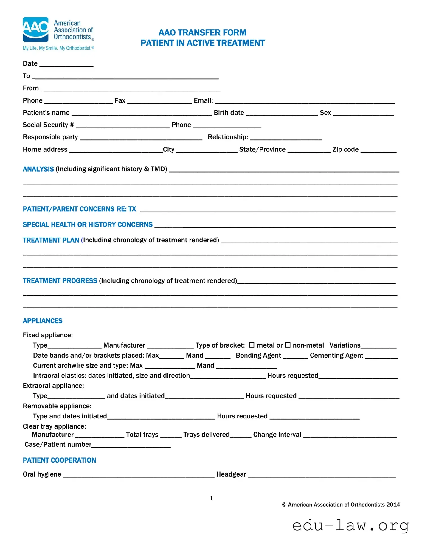 Fill in Your Aao Transfer Template