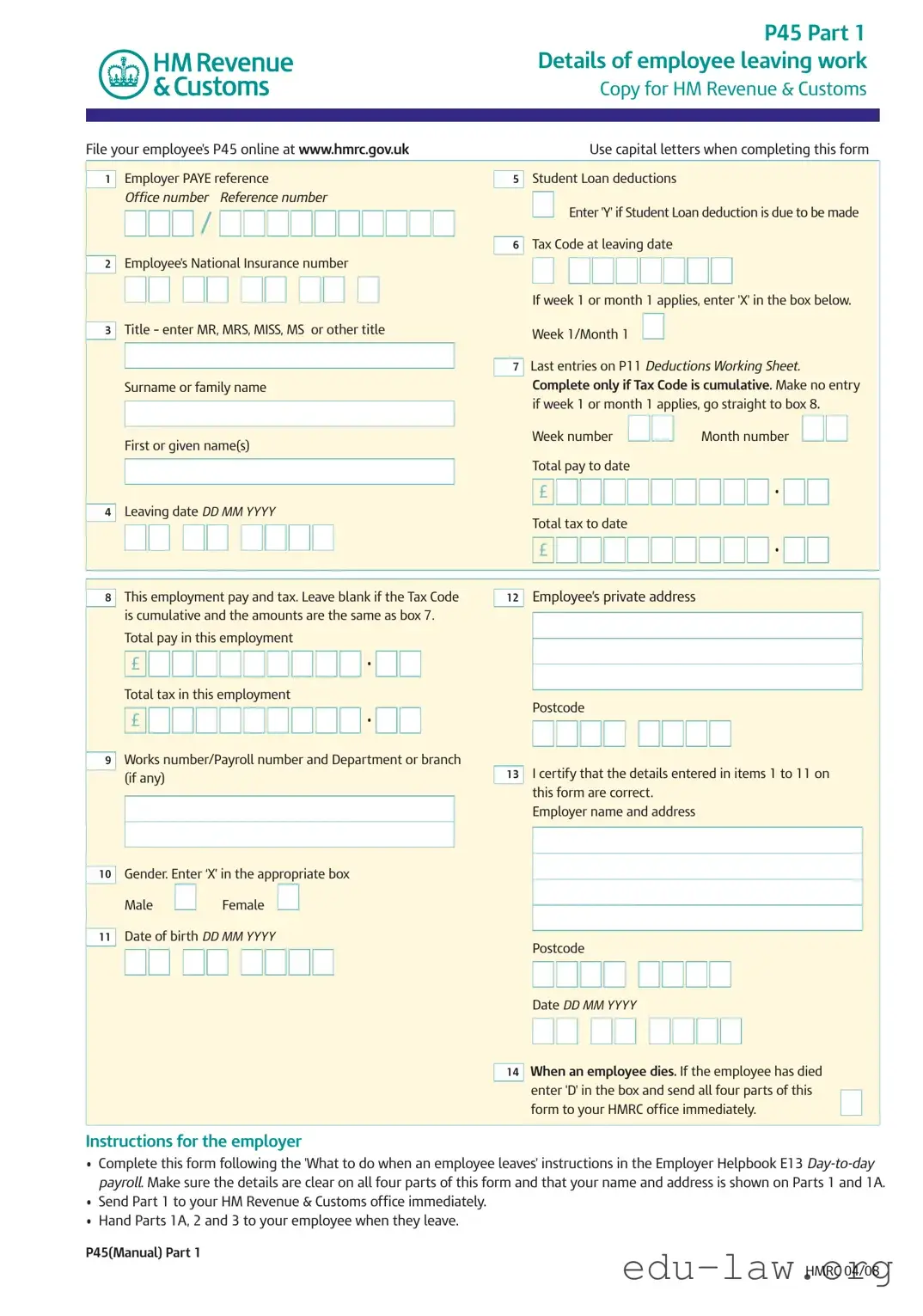 Fill in Your P 45 It Template