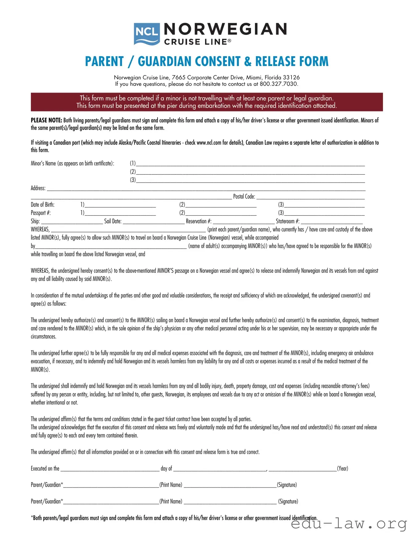 Fill in Your NCL Parental Consent Template