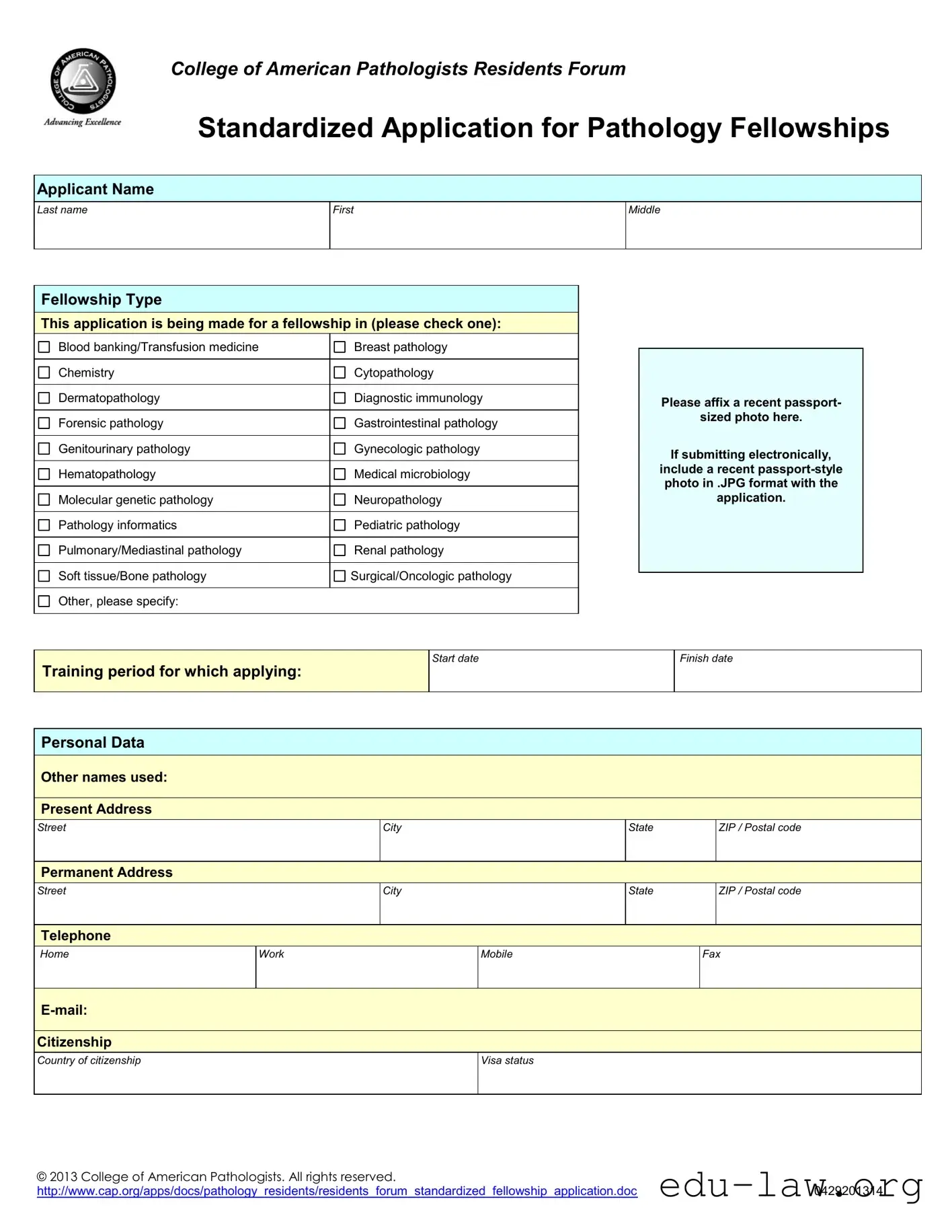Fill in Your Cap Application Template