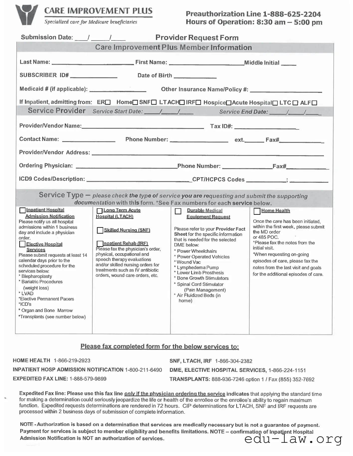 Fill in Your Care Improvement Plus Authorization Template