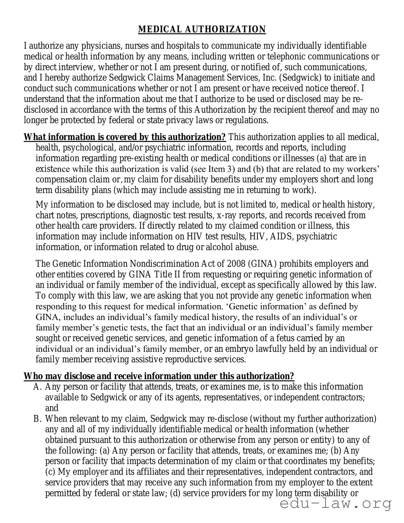 Fill in Your Sedgwick Medical Release Template