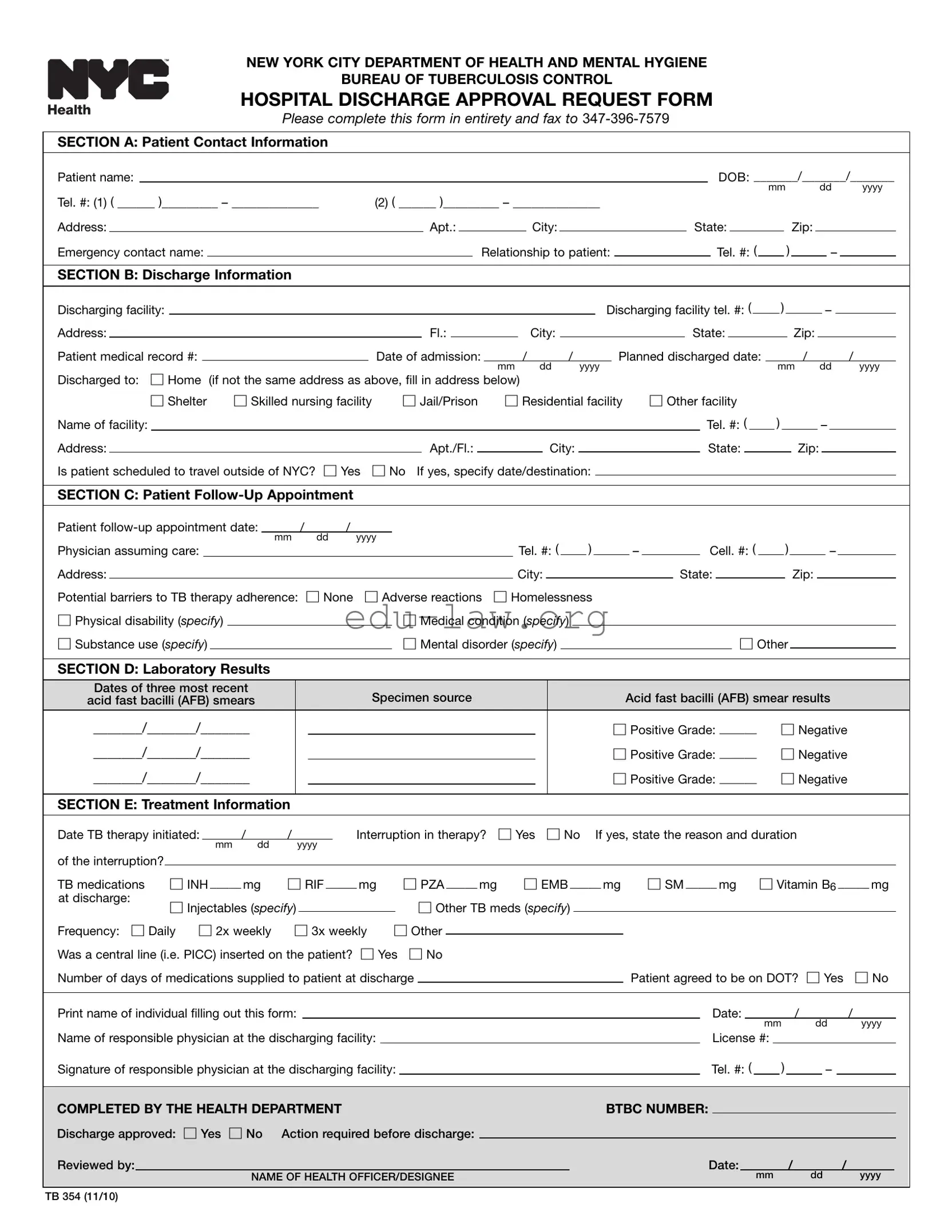 Fill in Your Hospital Discharge Papers Template