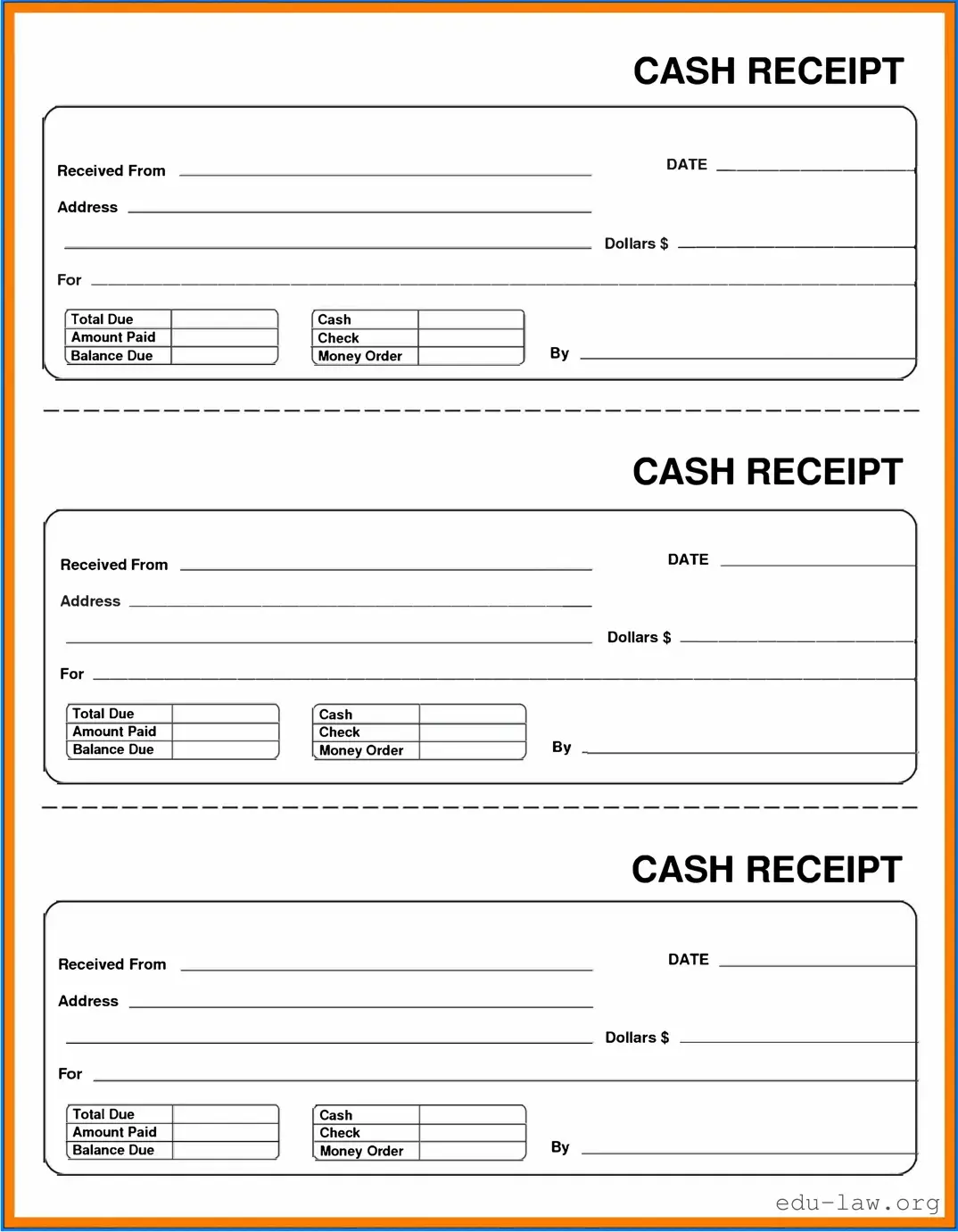 Fill in Your Cash Receipt Template