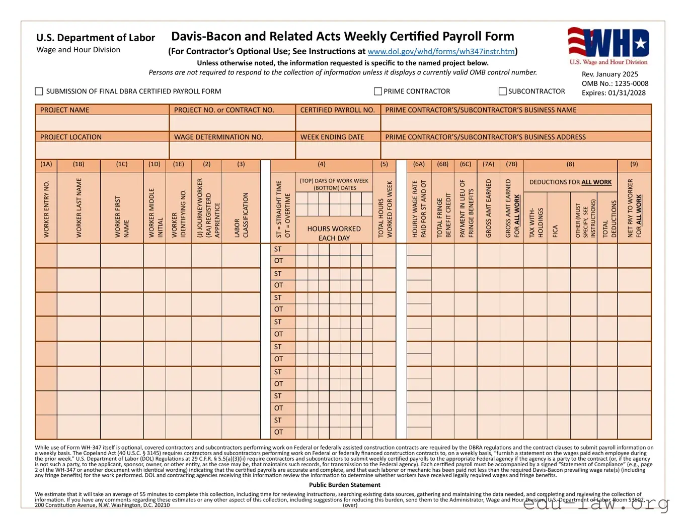 Fill in Your U.S. DoL Template
