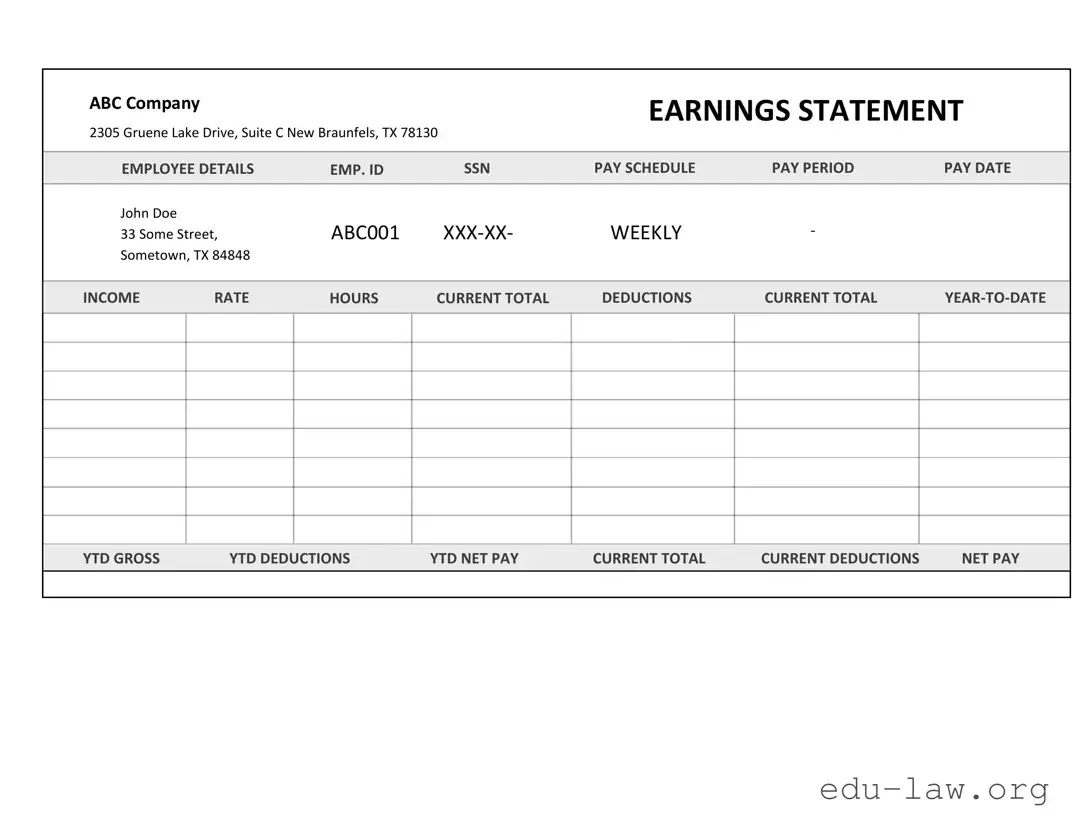 Fill in Your Independent Contractor Pay Stub Template