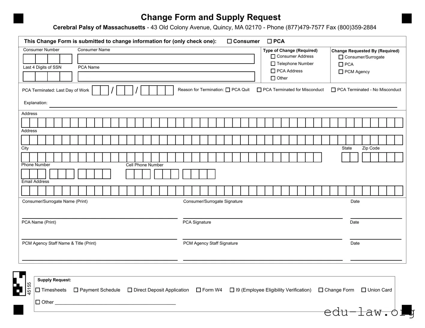 Fill in Your Cerebral Palsy Massachusetts Pca Template