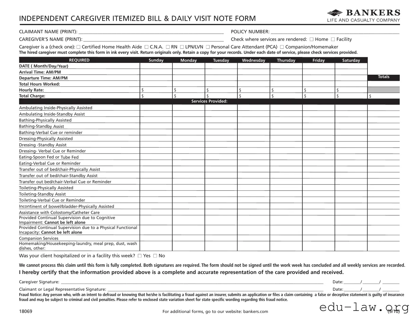 Fill in Your Caregiver Daily Log Template