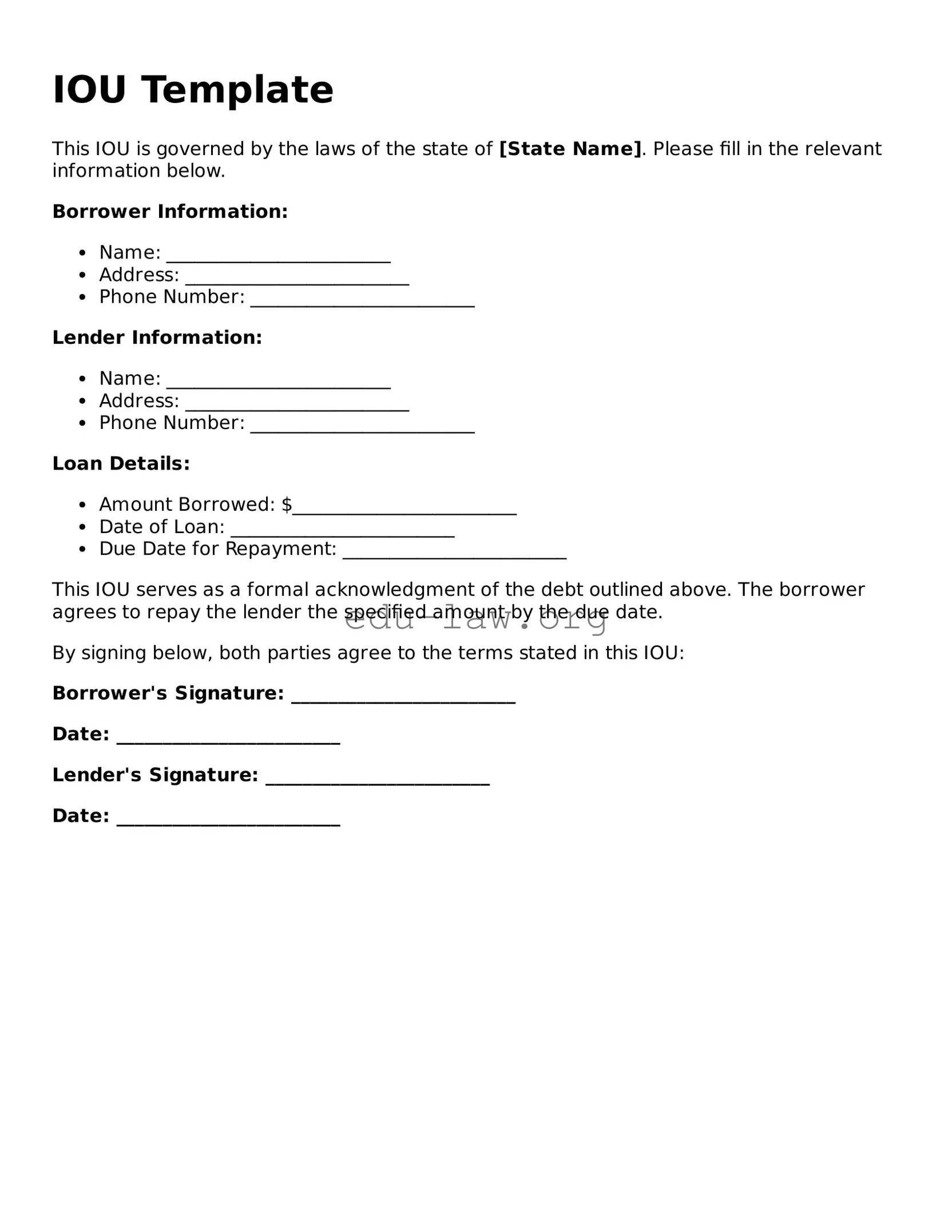 IOU Template