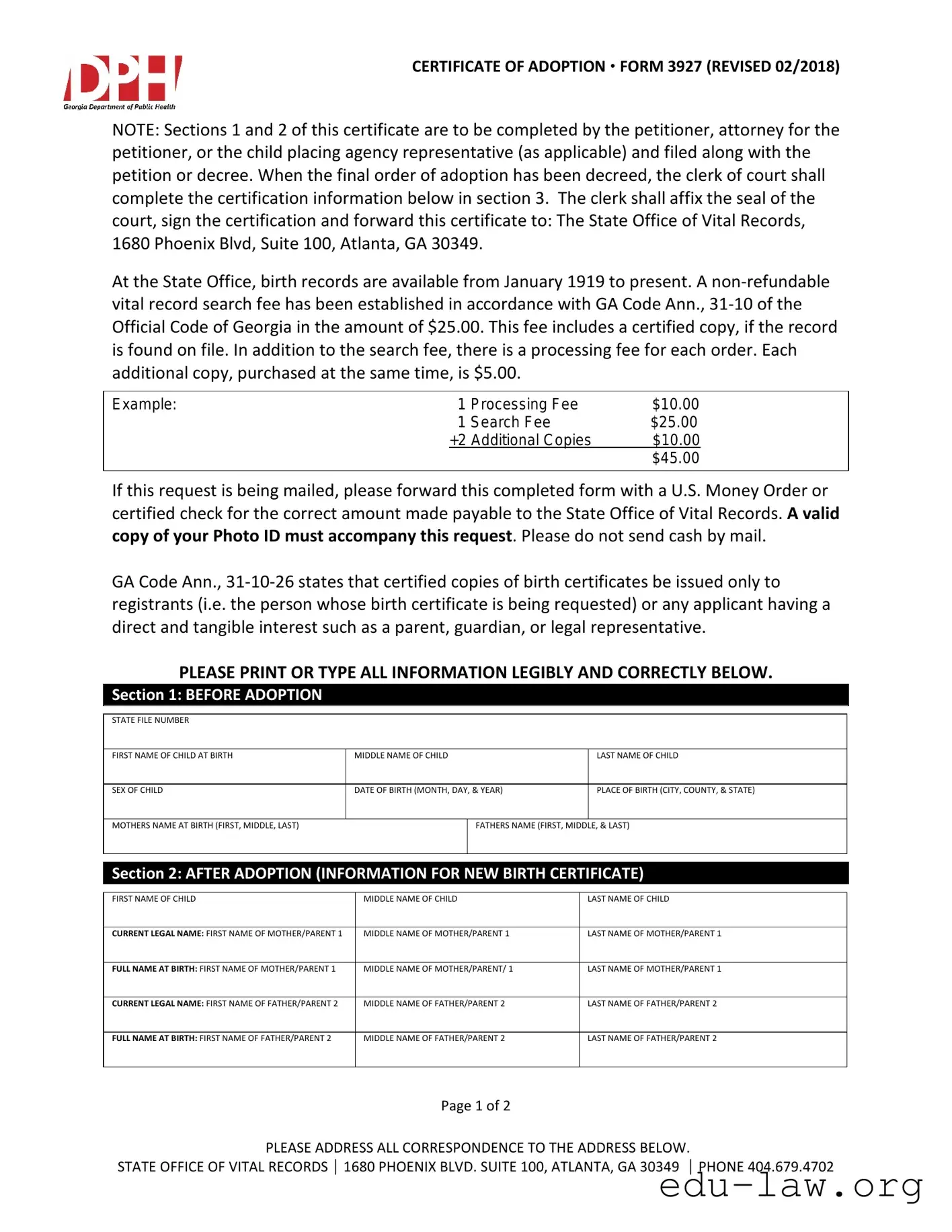 Fill in Your Georgia Adult Adoption Petition Template