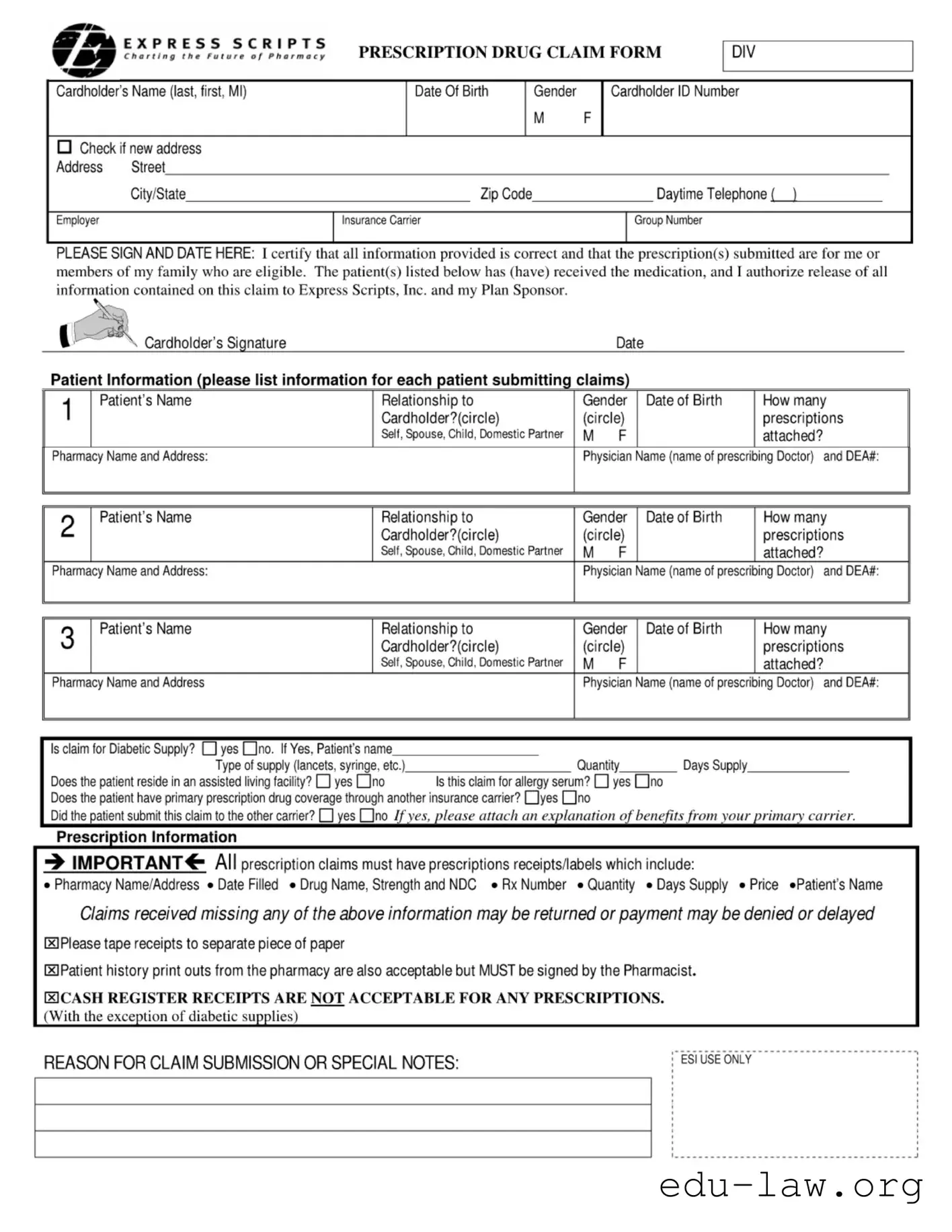 Fill in Your Express Scripts Fax Template