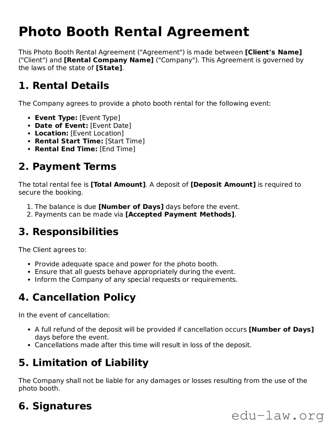 Photo Booth Rental Agreement Template