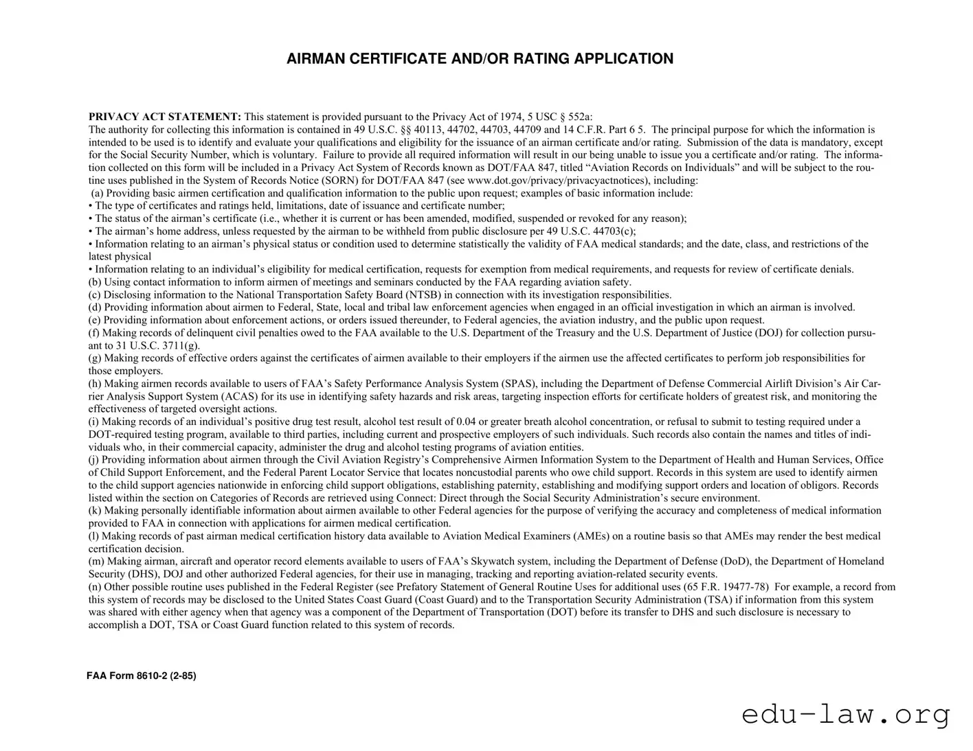 Fill in Your Faa 8610 2 Template