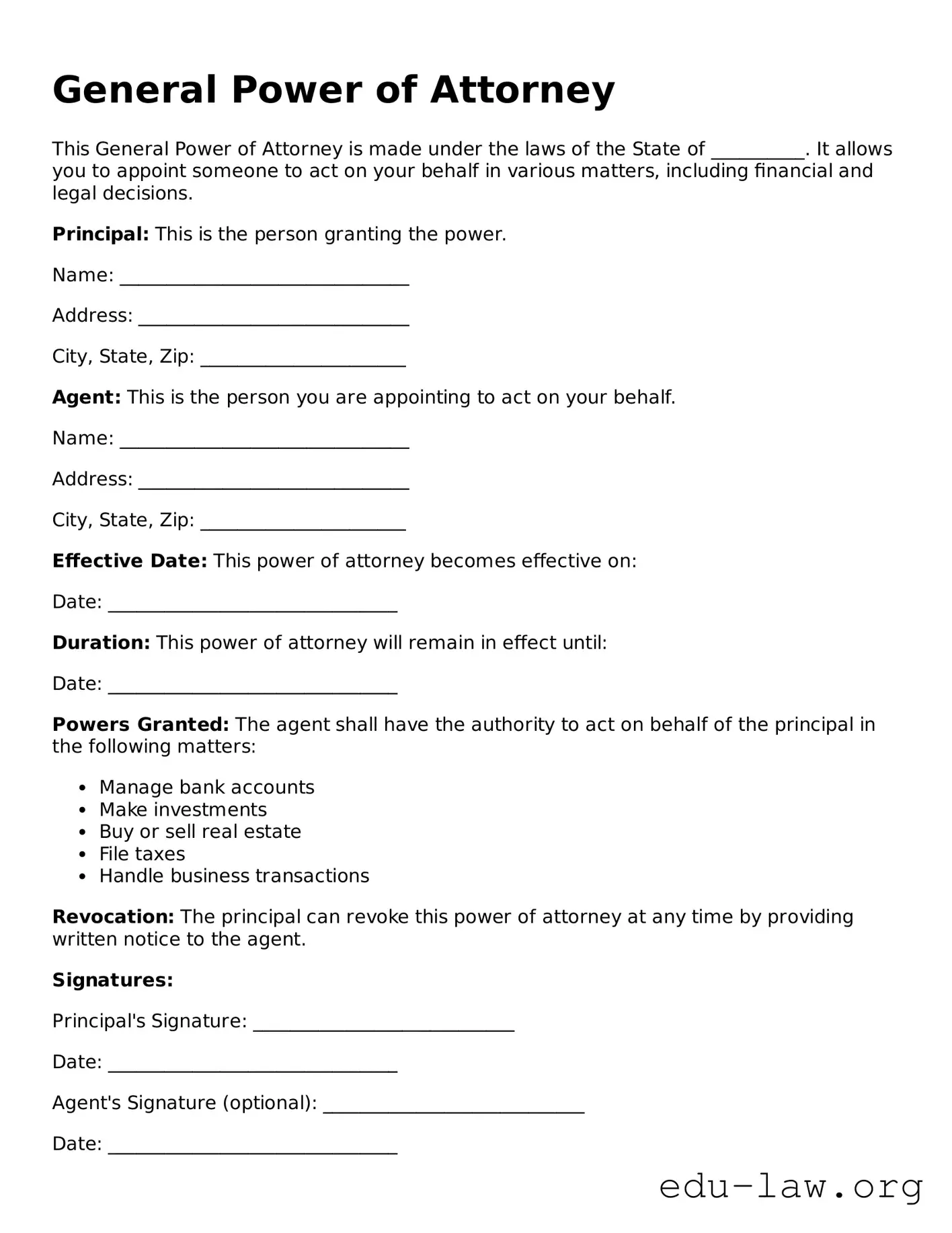 General Power of Attorney Template