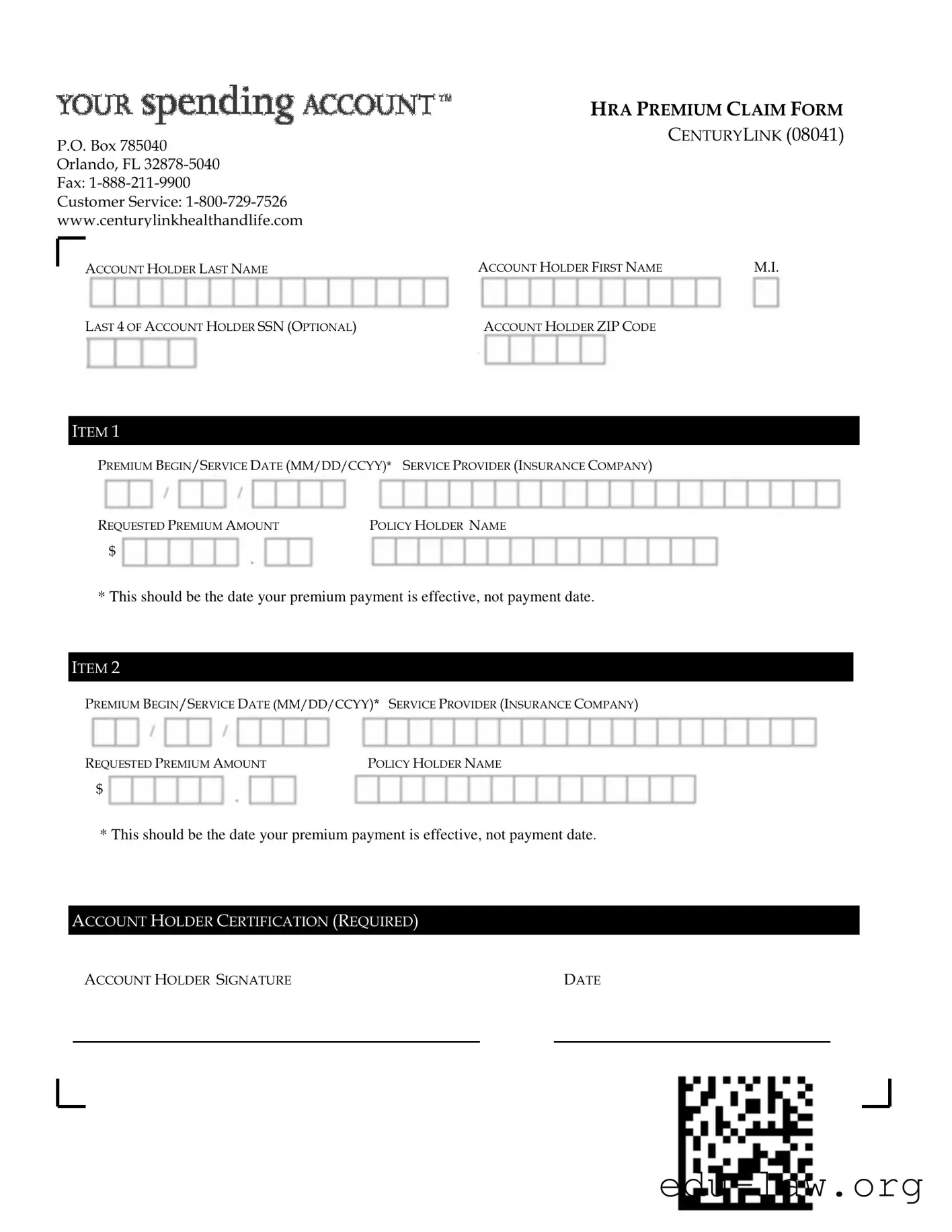 Fill in Your Century Link Health And Lifecom Template