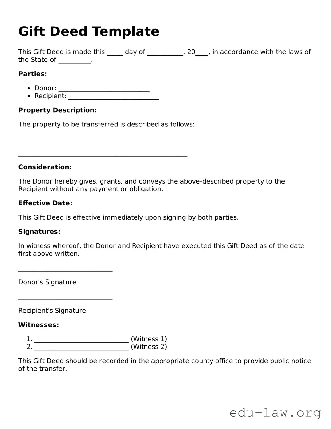 Gift Deed Template