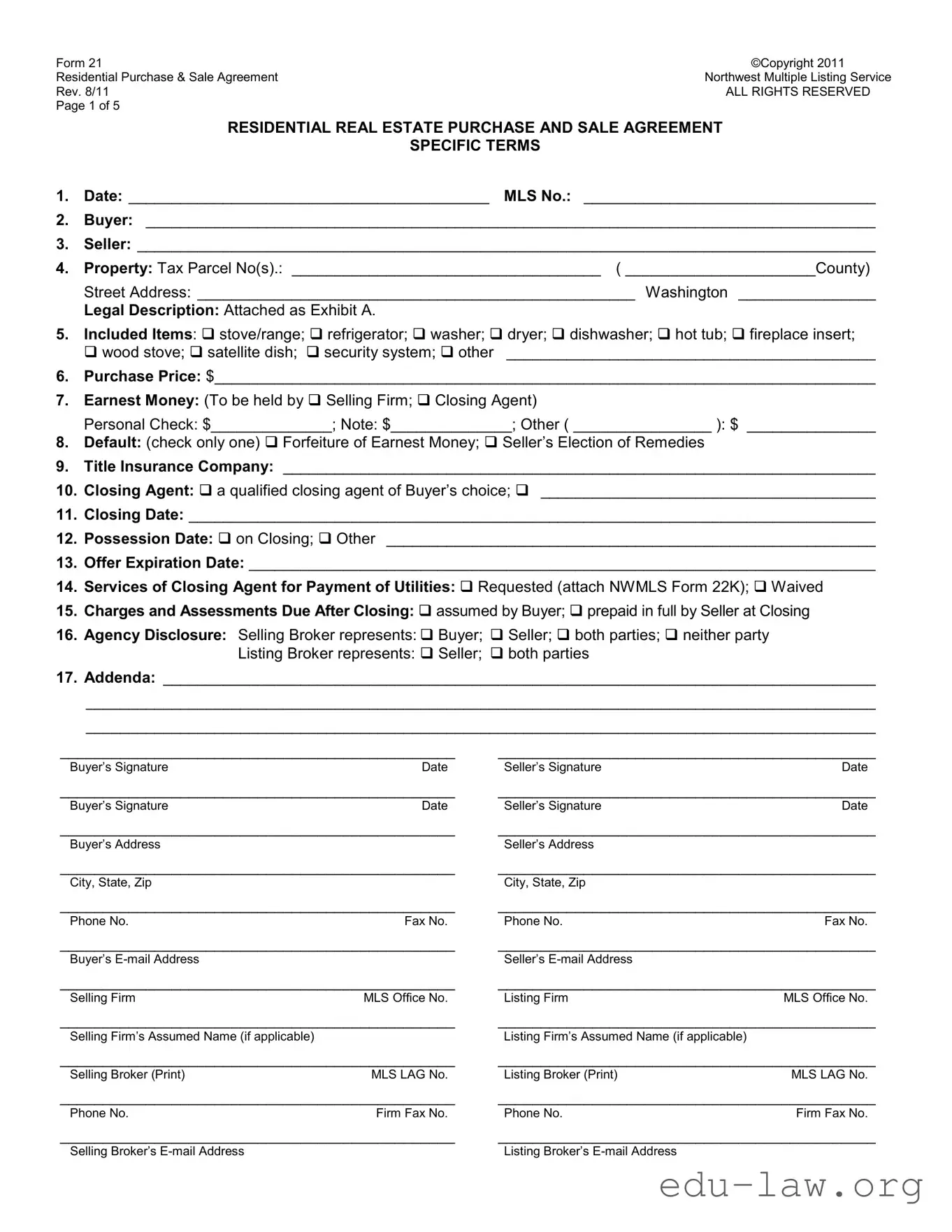Fill in Your Nwmls 21 Template
