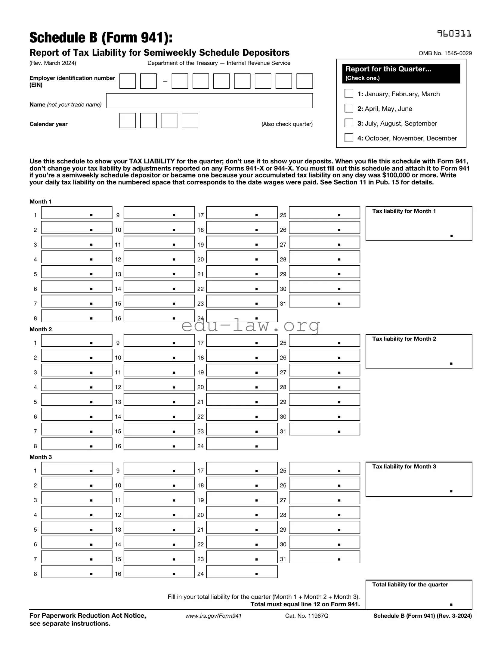 Fill in Your IRS Schedule B 941 Template