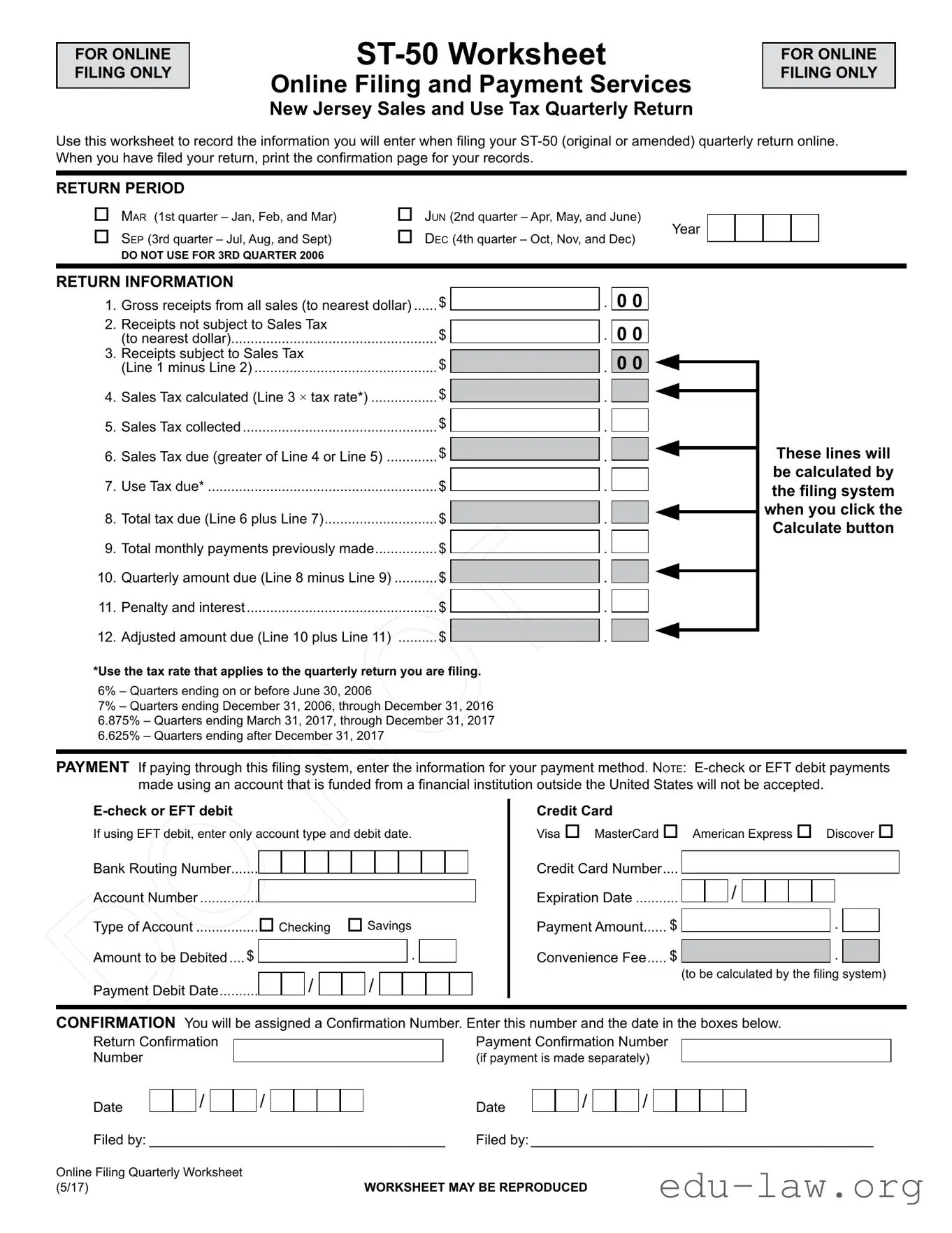 Fill in Your Nj Sales Tax St 50 Template
