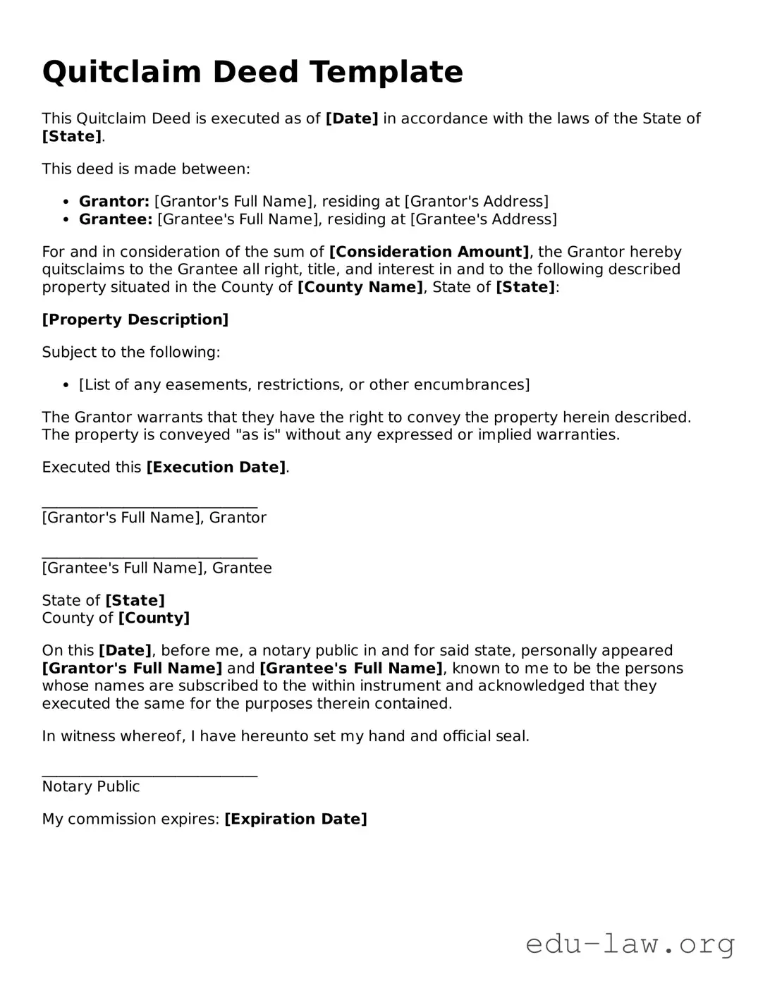 Quitclaim Deed Template