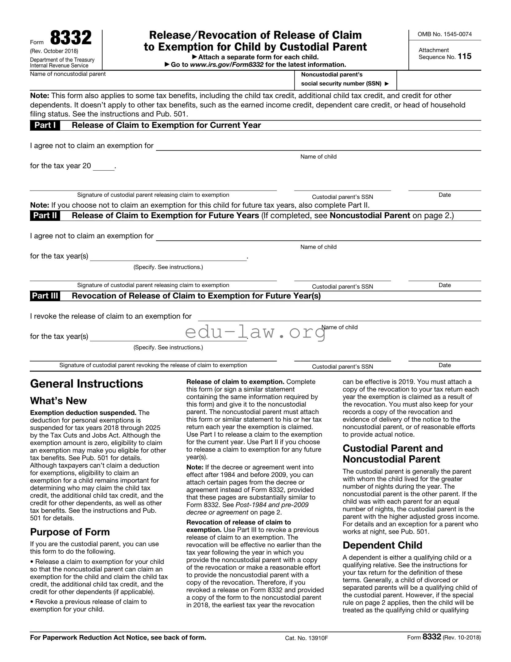 Fill in Your IRS 8332 Template