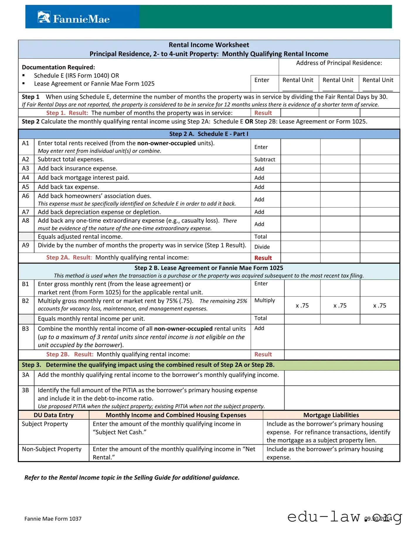 Fill in Your Fannie Mae 1037 Template