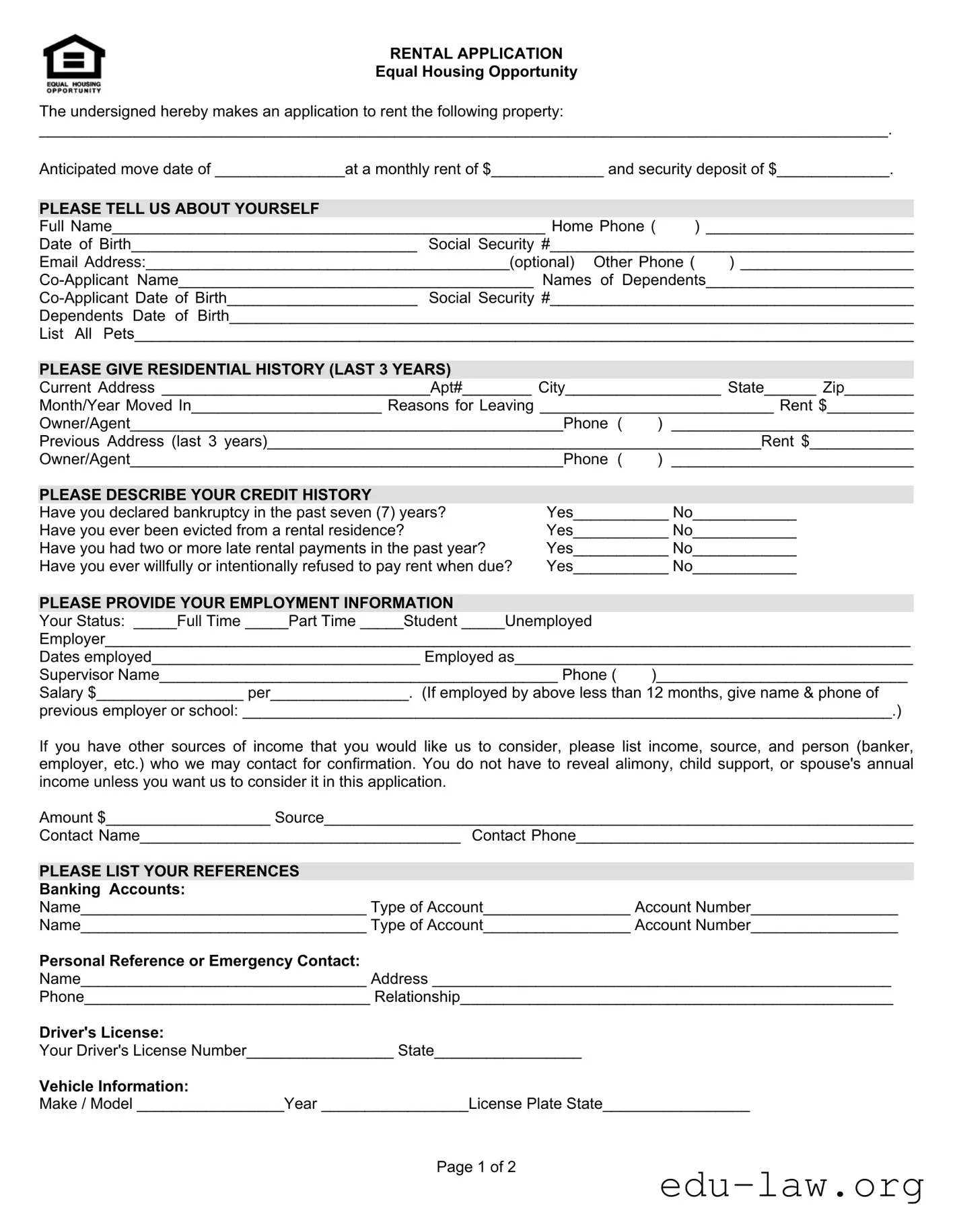 Fill in Your Equal Housing Template