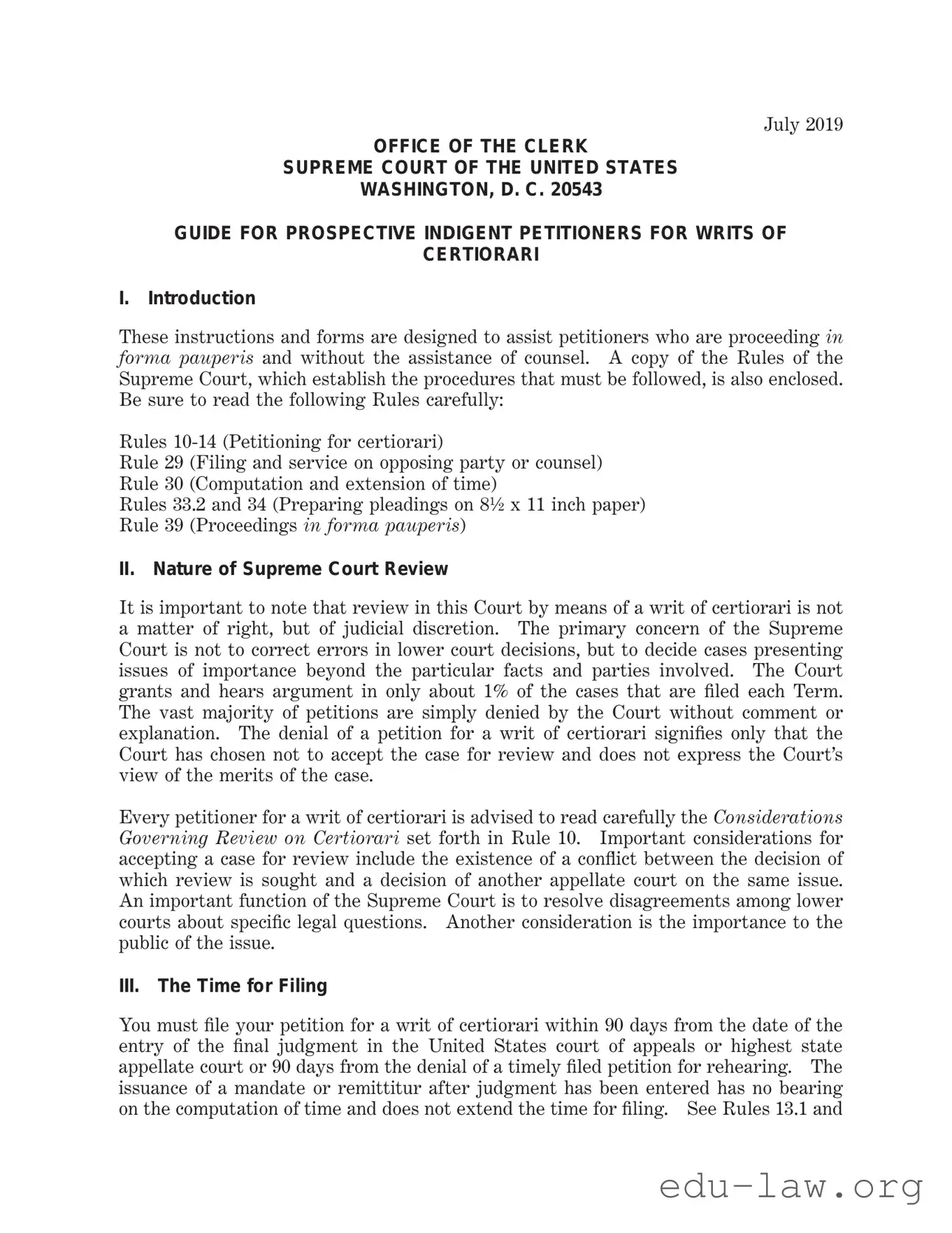 Fill in Your Writ Of Certiorari Template