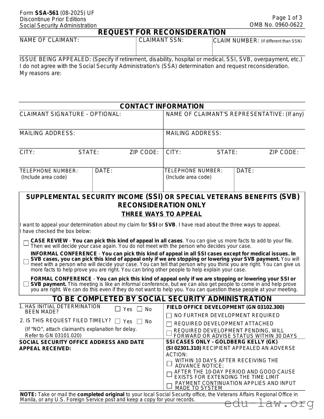 Fill in Your SSA SSA-561-U2 Template