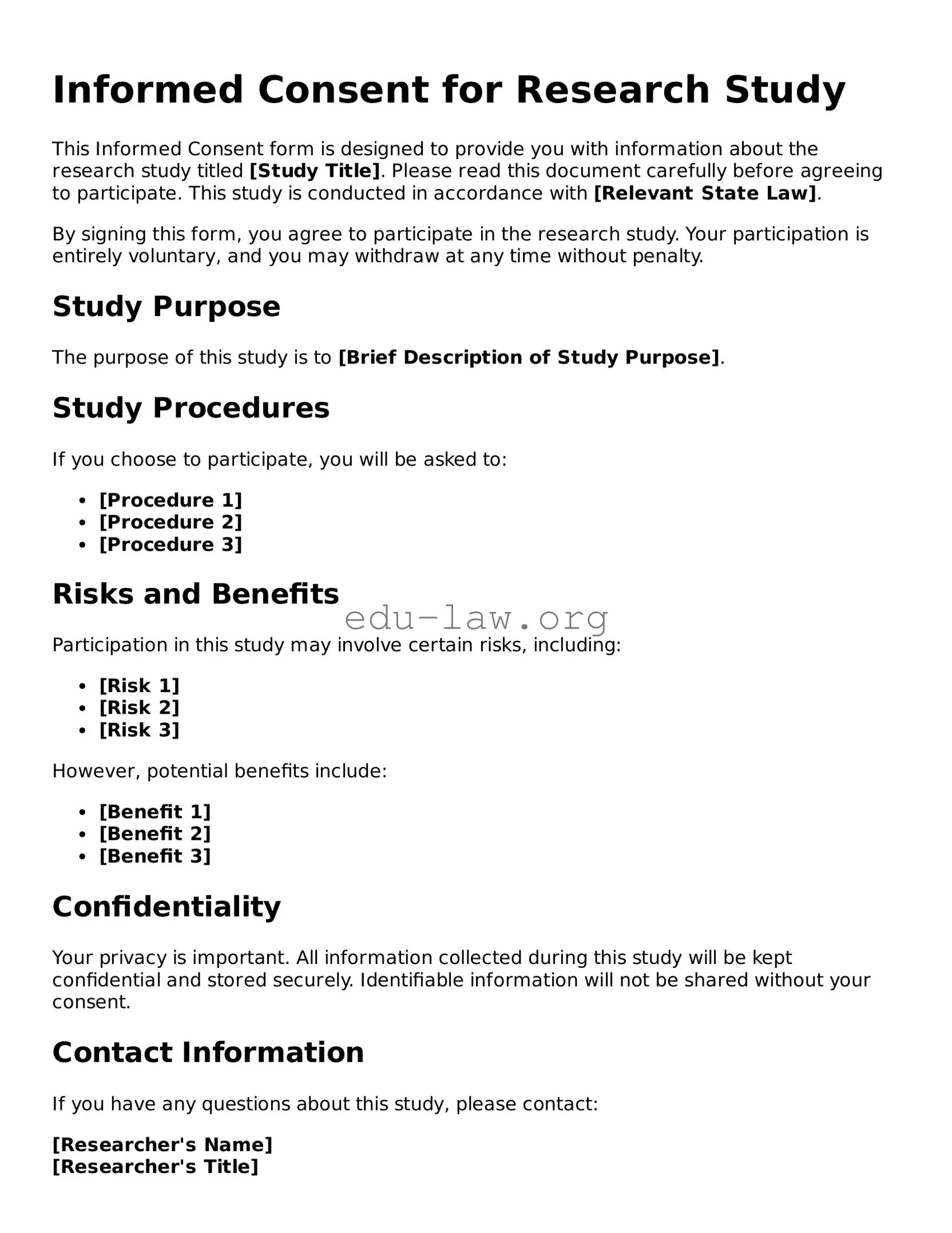 Informed Consent for Research Study Template
