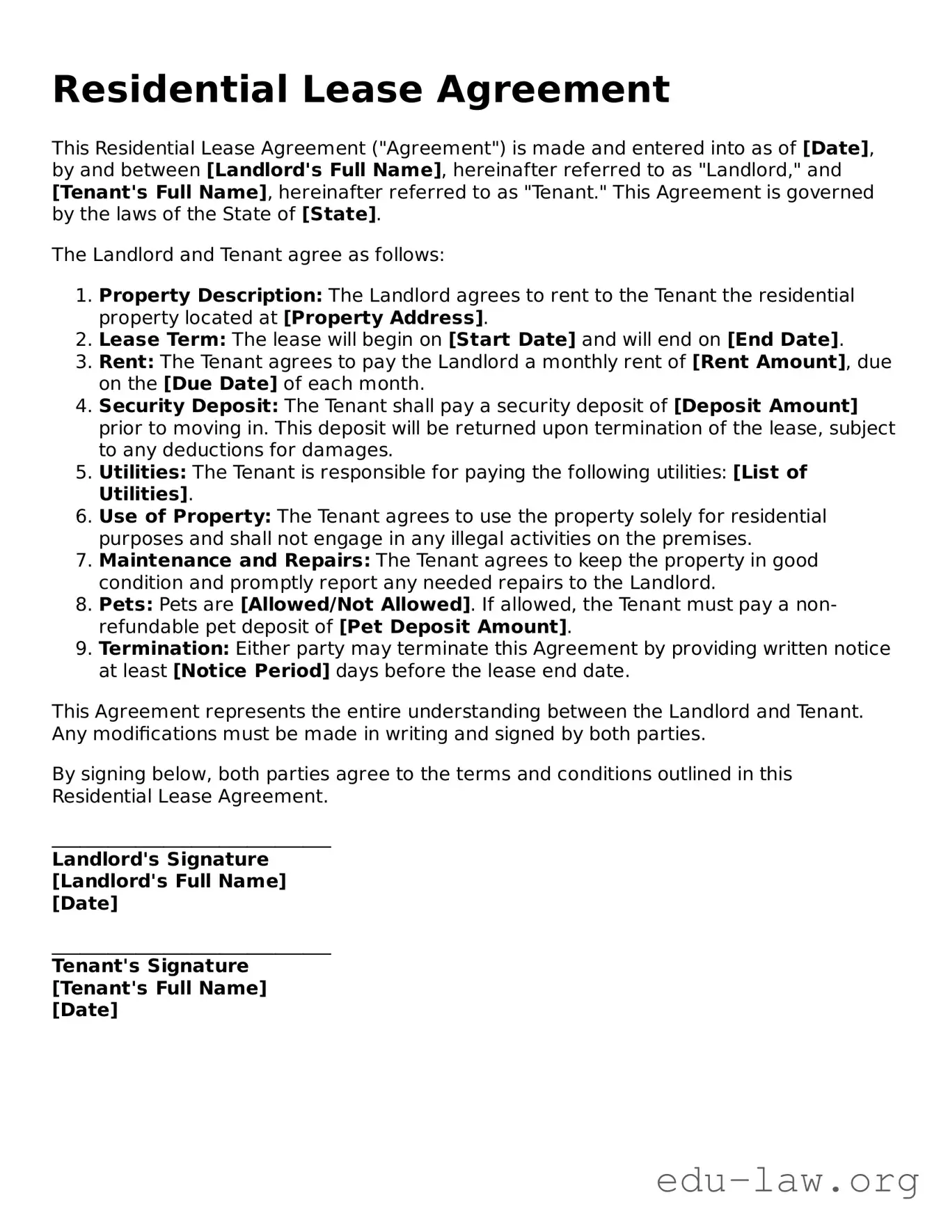 Residential Lease Agreement Template