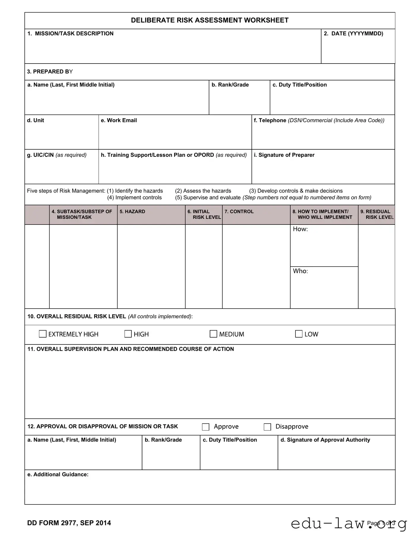 Fill in Your Dd 2977 Template