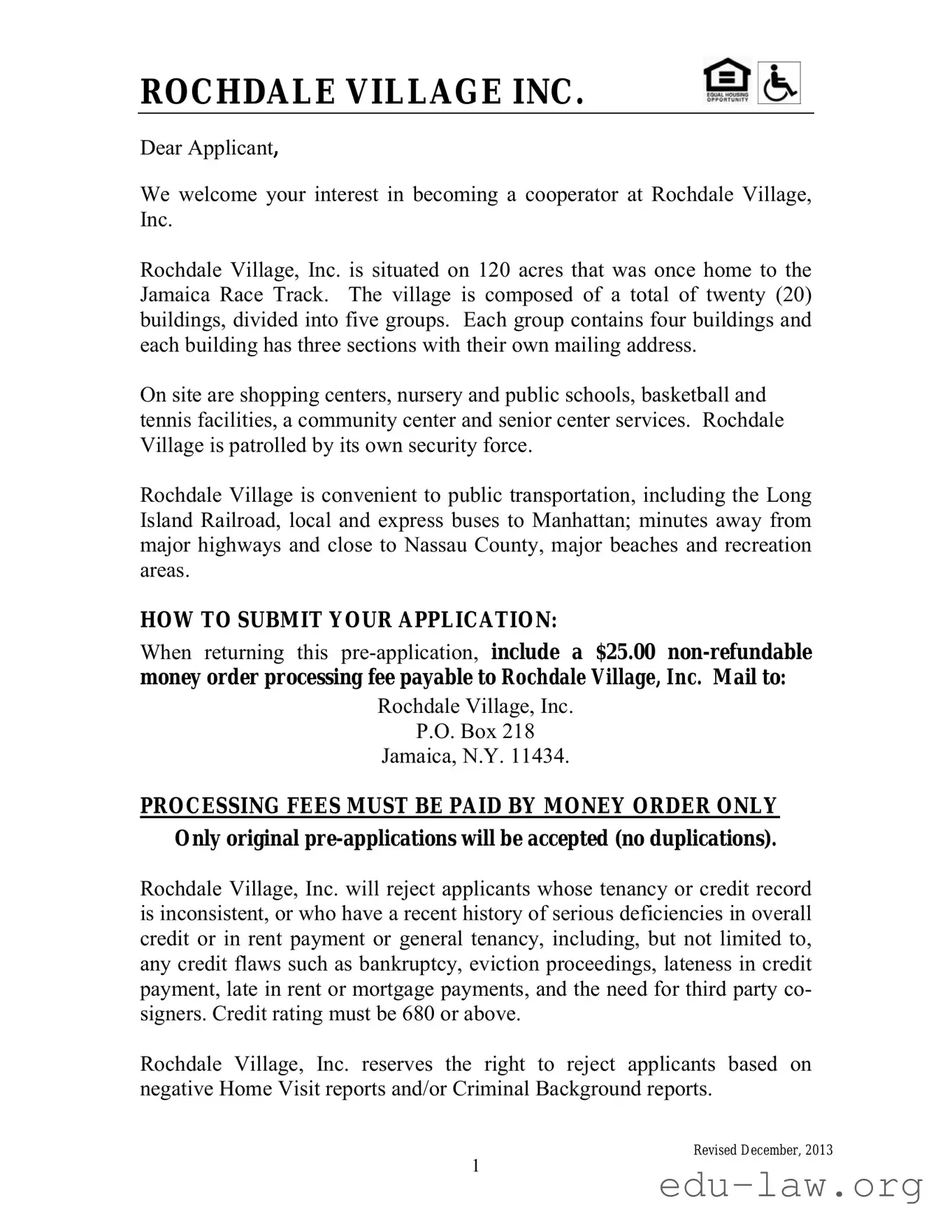 Fill in Your Rochdale village application Template