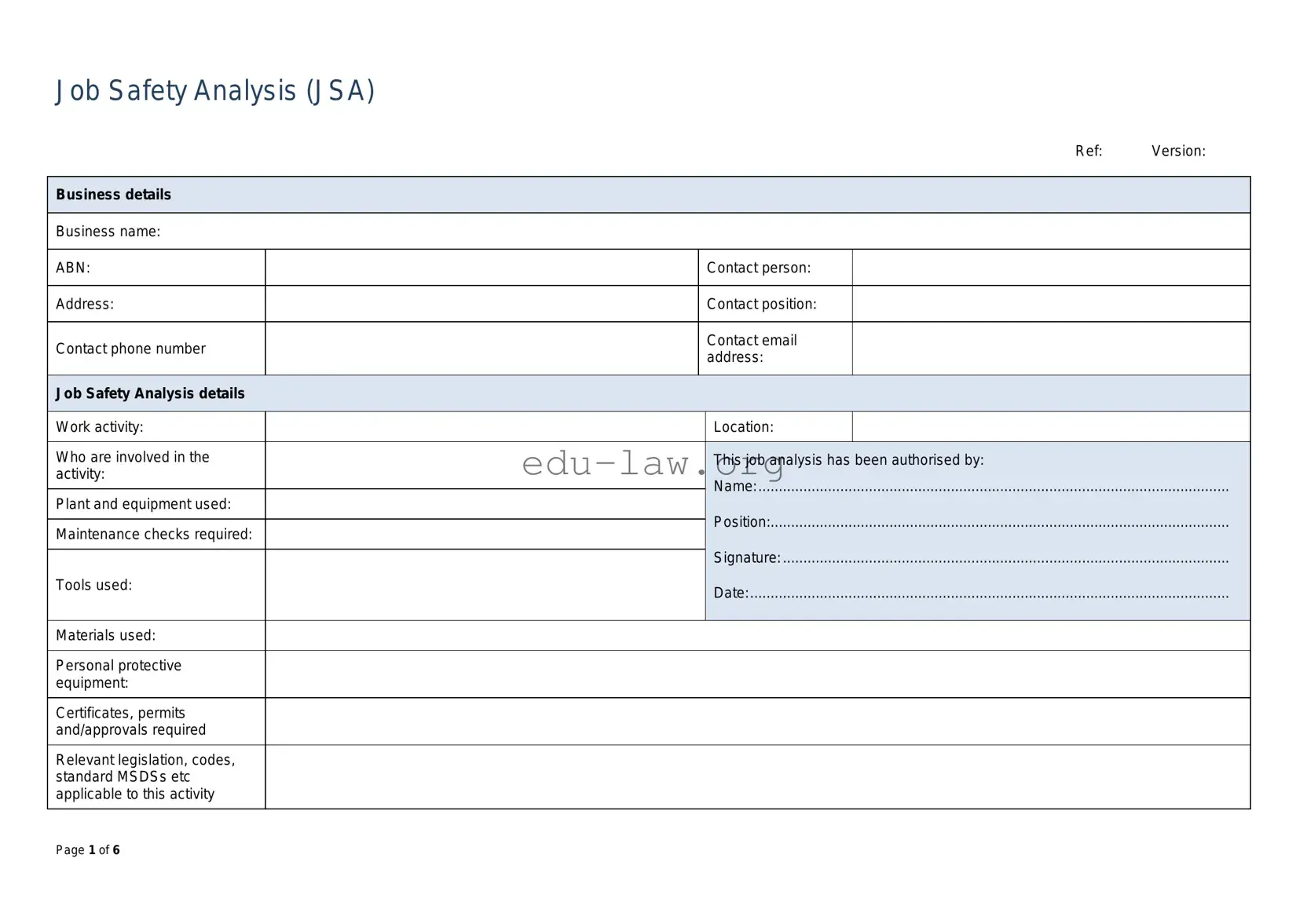 Fill in Your Jsa Template