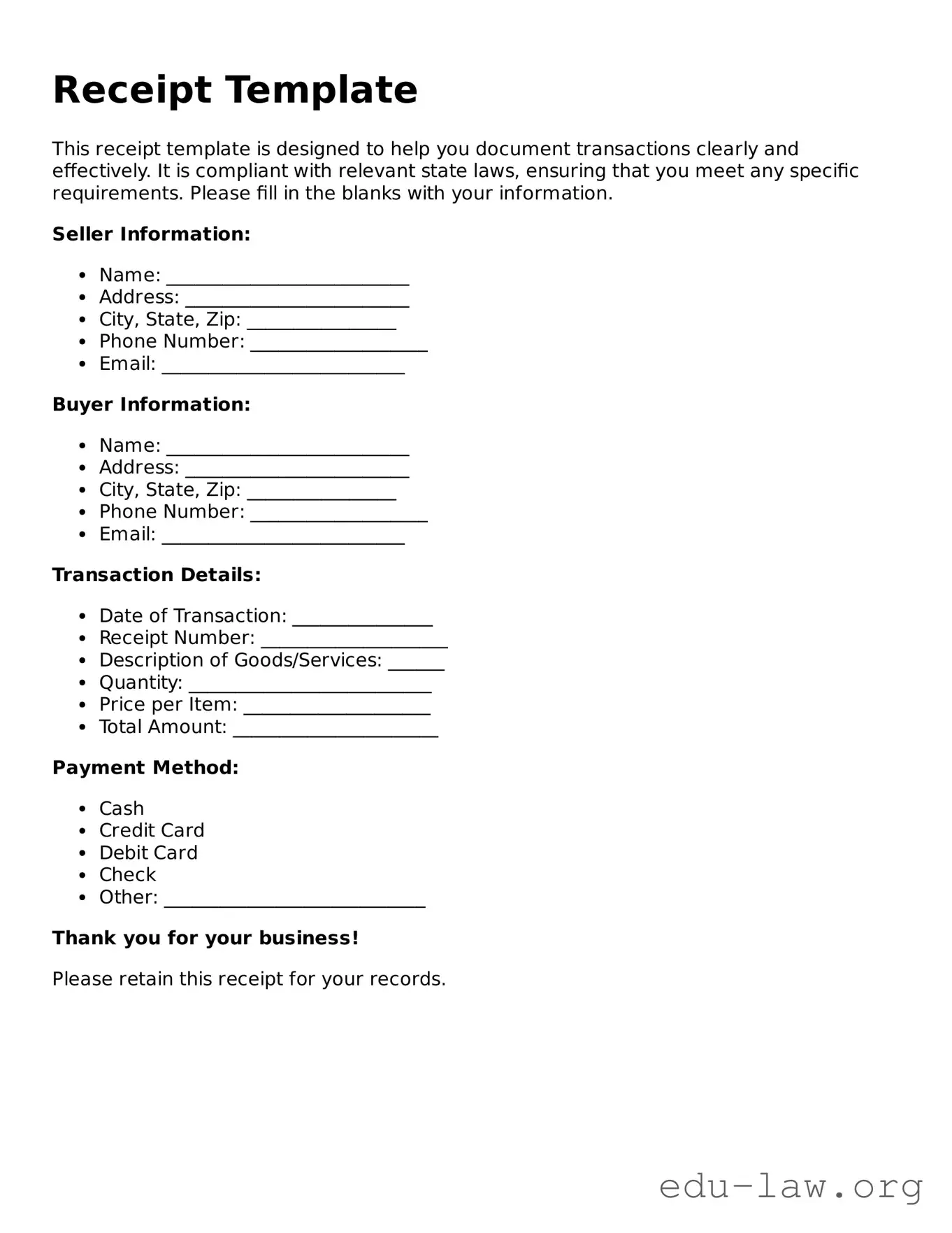 Receipt Template Template