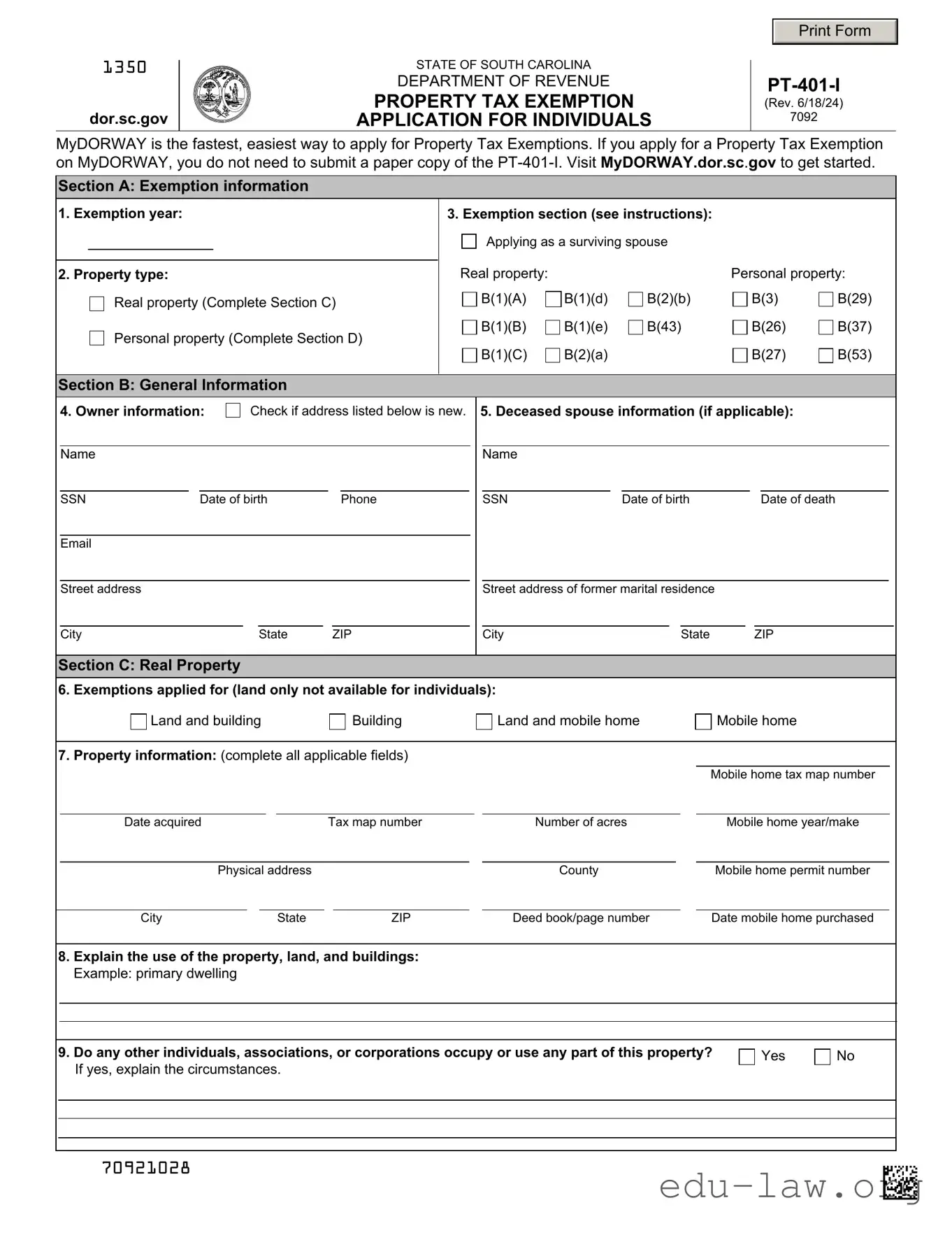 Fill in Your South Carolina Pt 401 Template