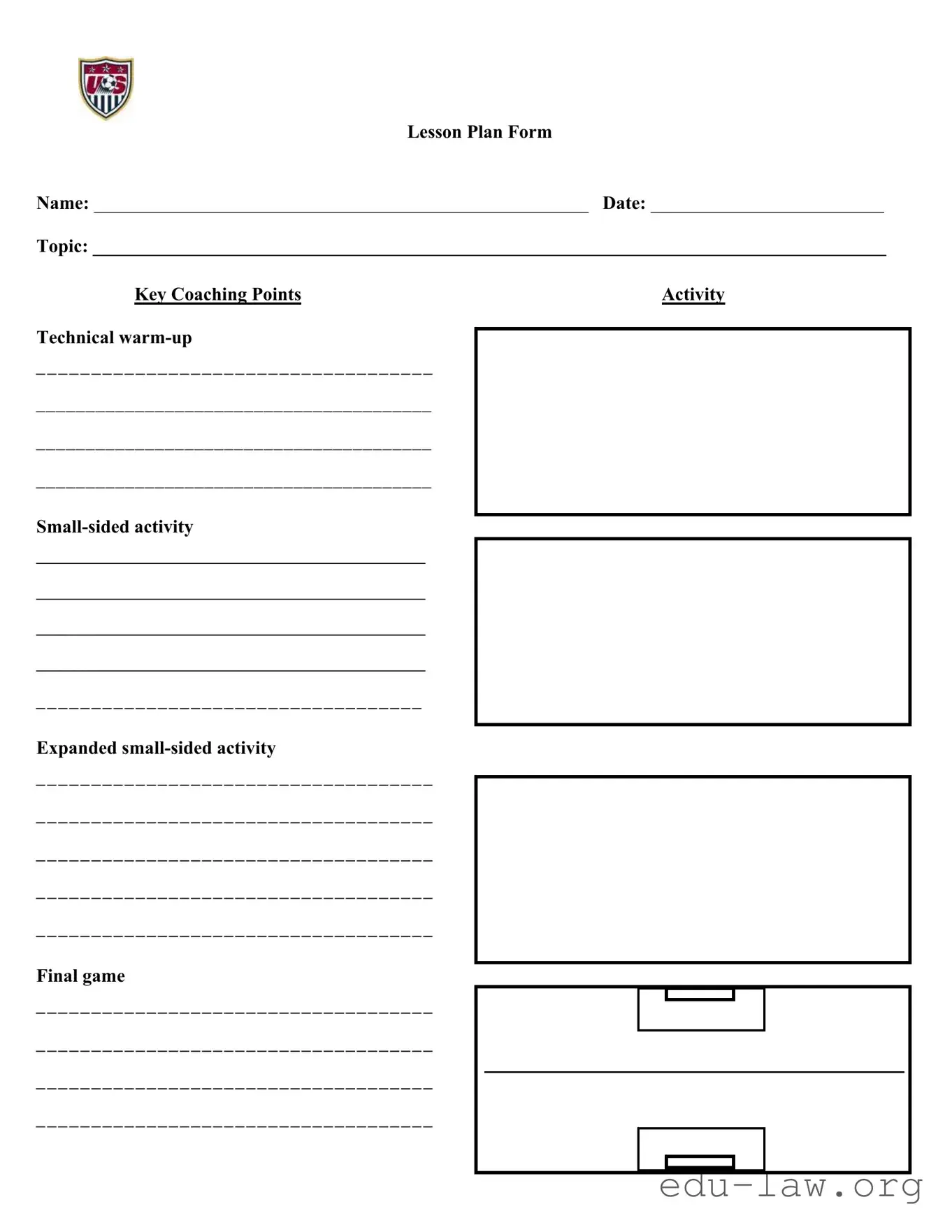 Fill in Your Soccer Training Session Plan Template