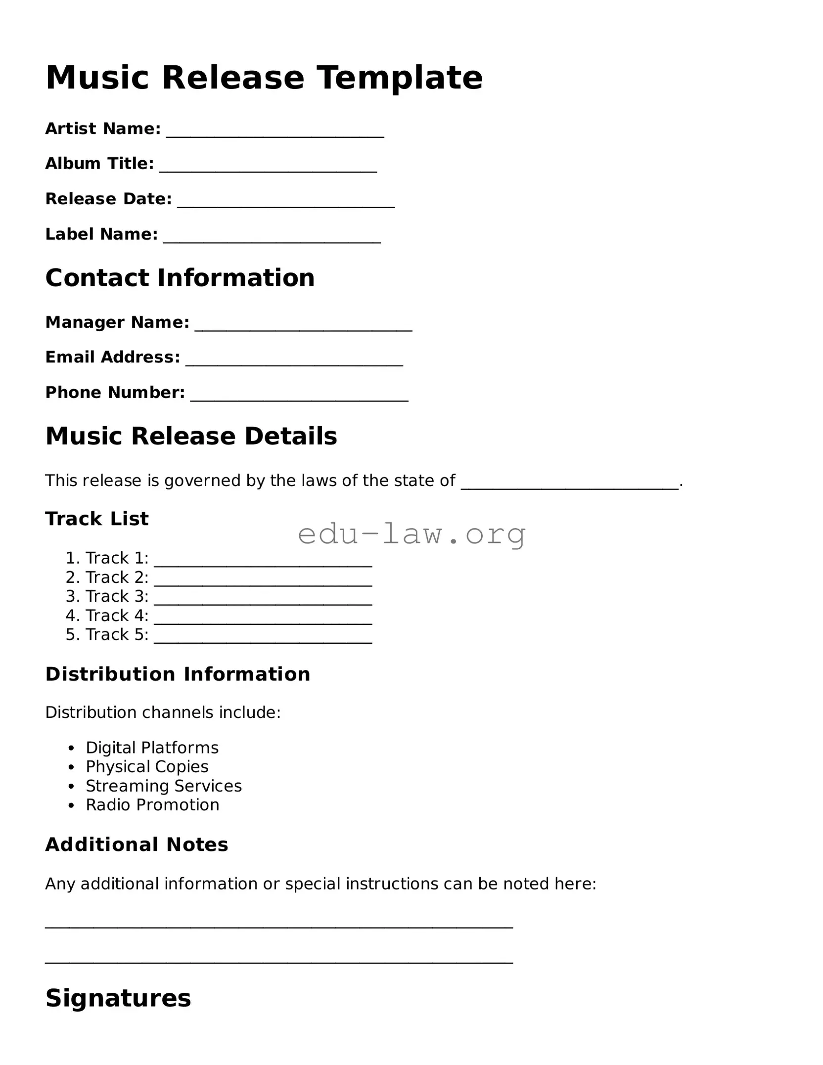 Music Release Template