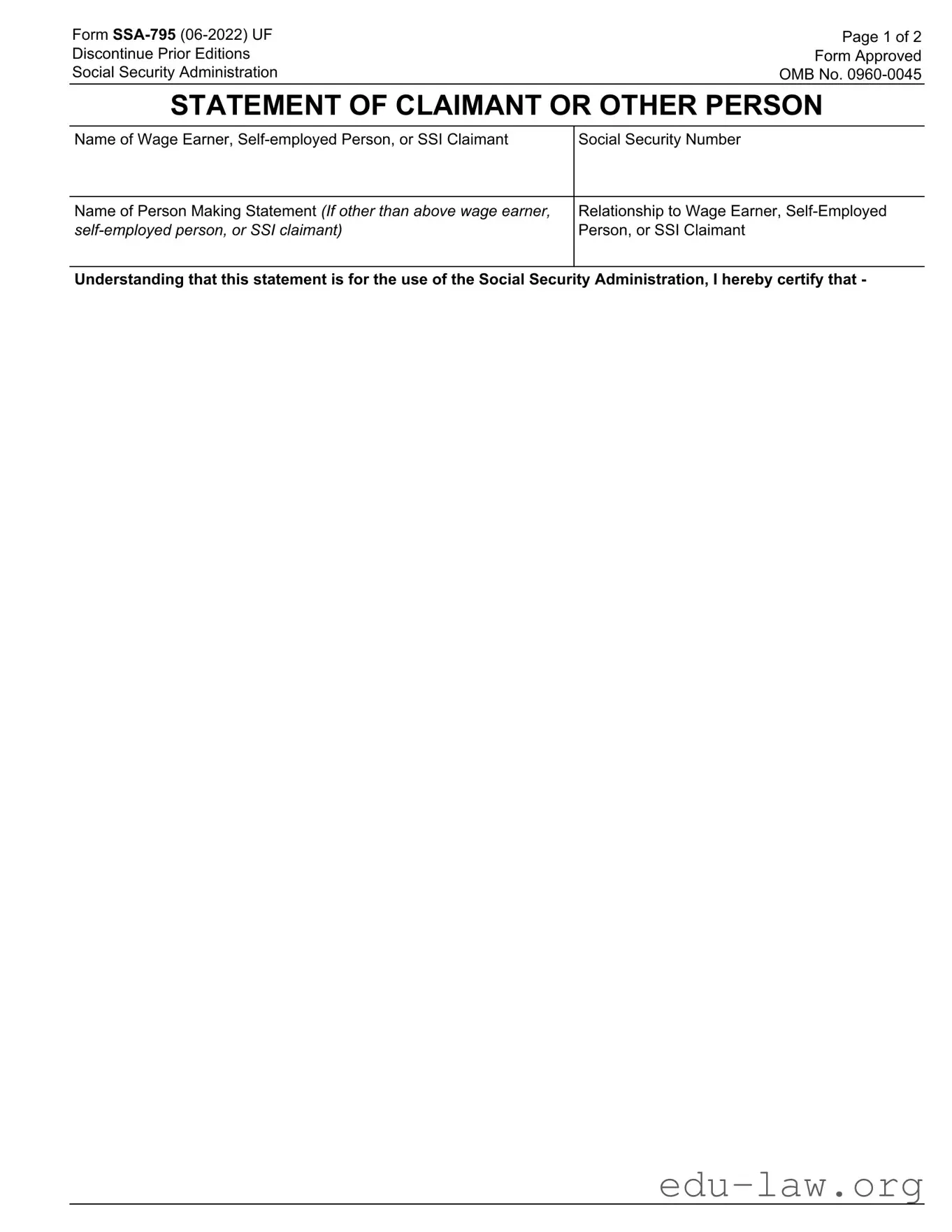 Fill in Your SSA SSA-795 Template
