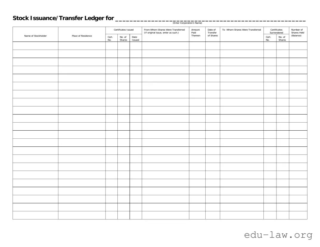 Fill in Your Stock Transfer Ledger Template