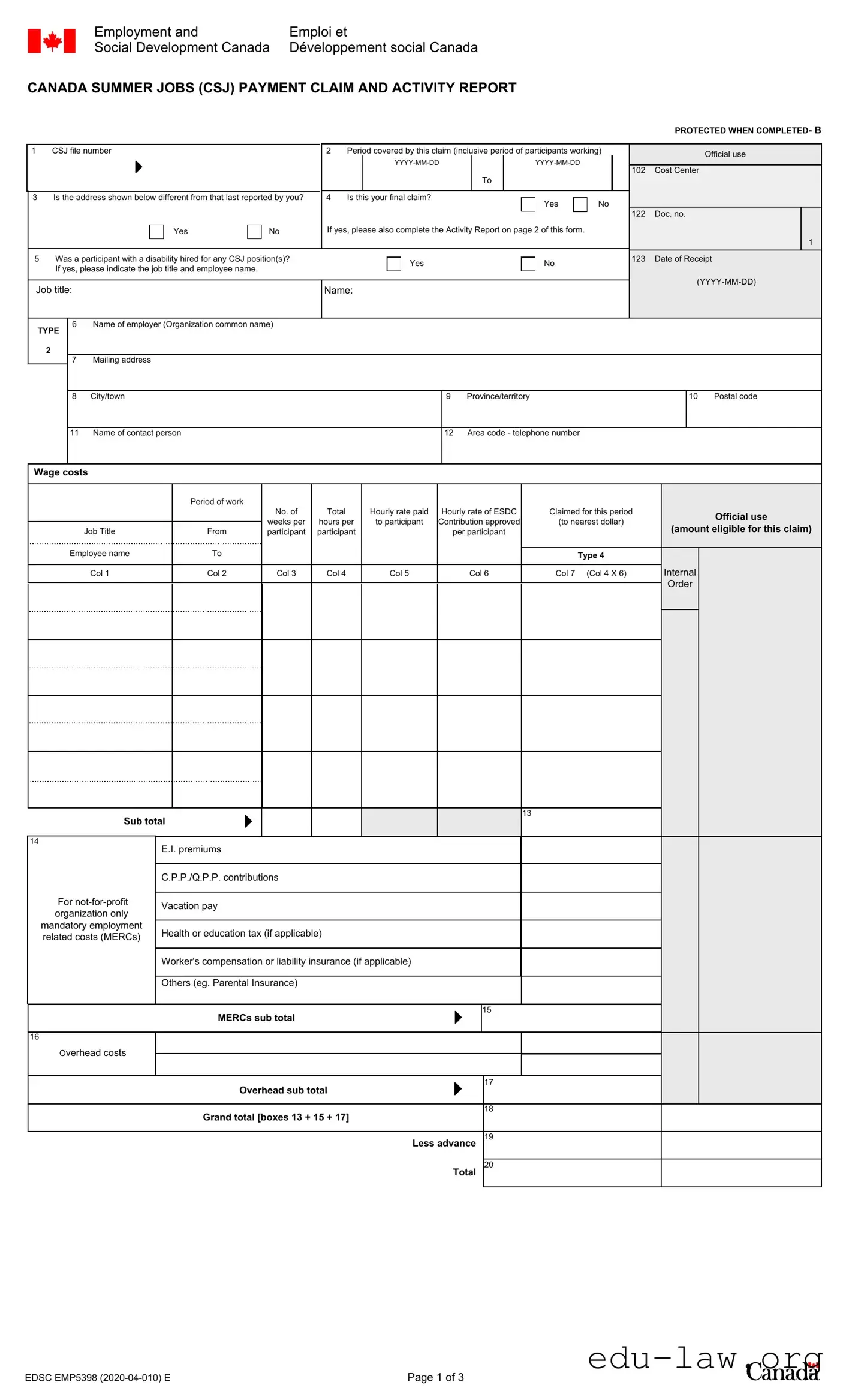 Fill in Your Emp5398 Template