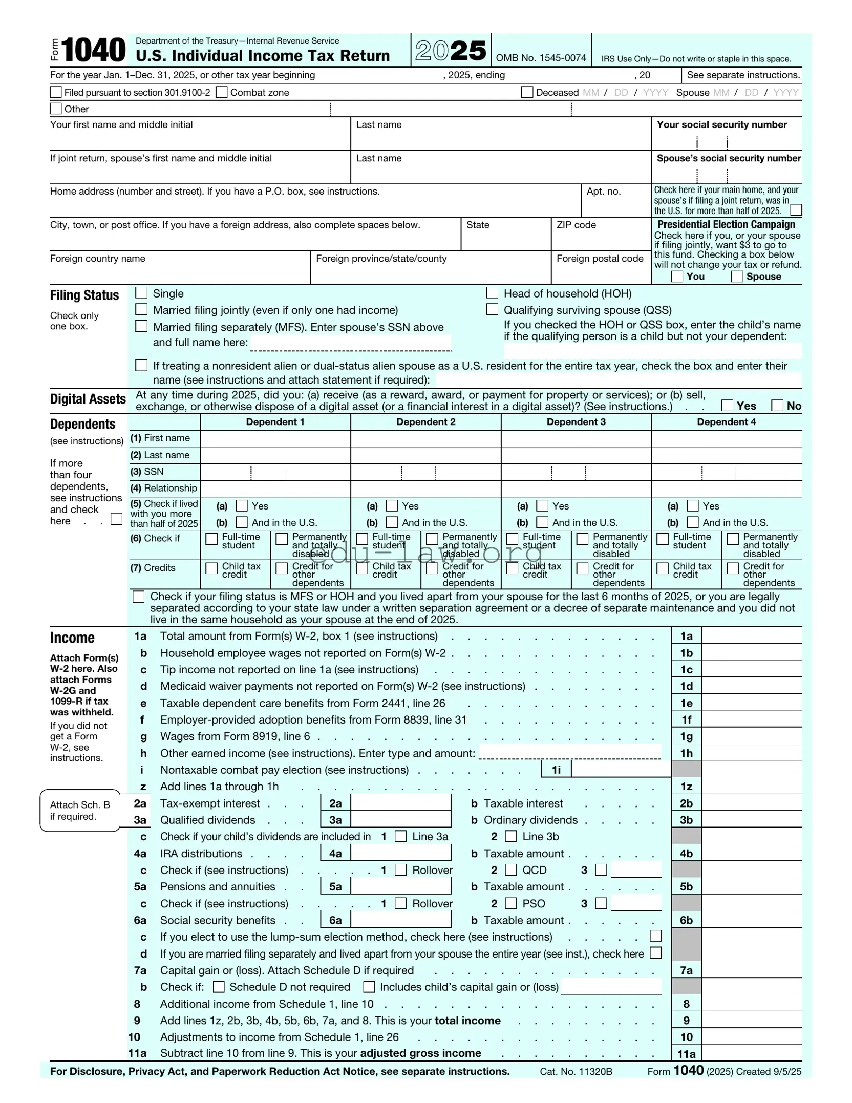 Fill in Your IRS 1040 Template