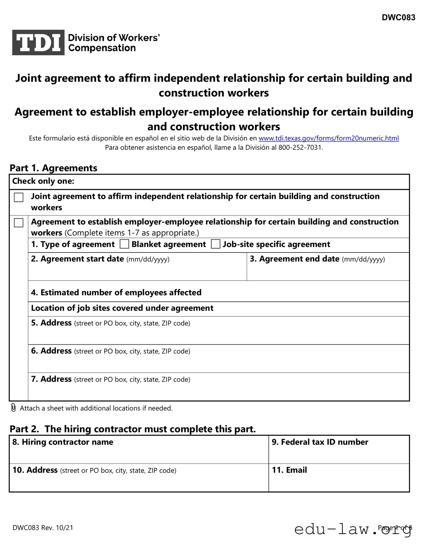 Fill in Your Dwc 83 Template
