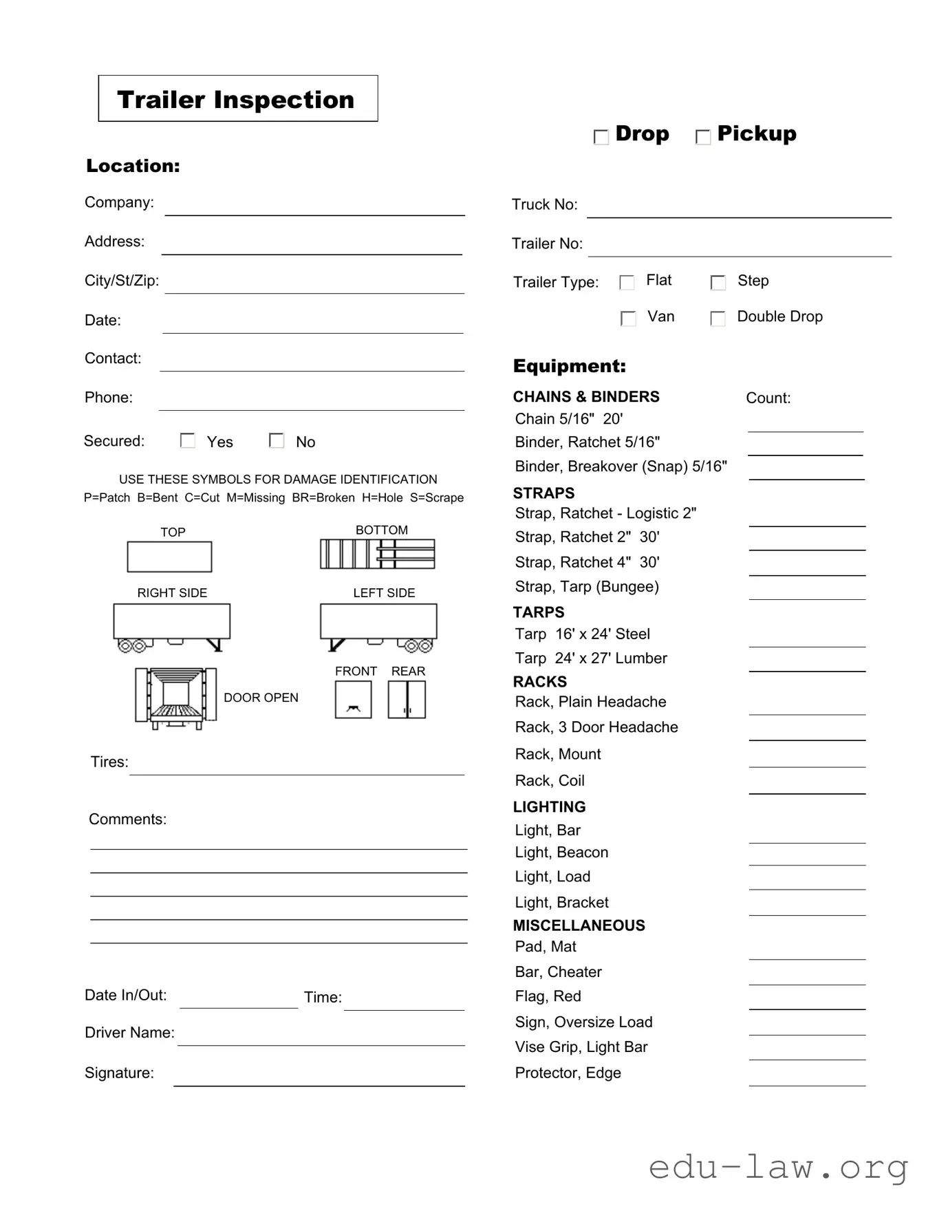 Fill in Your Trailer Inspection Template
