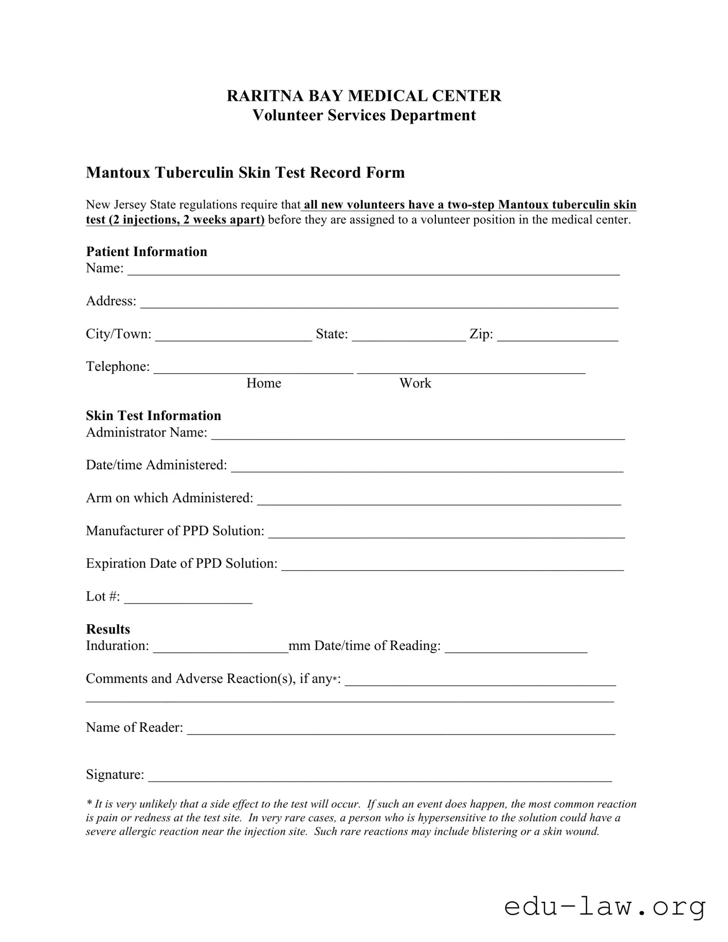 Fill in Your 2 Step Tb Test Template