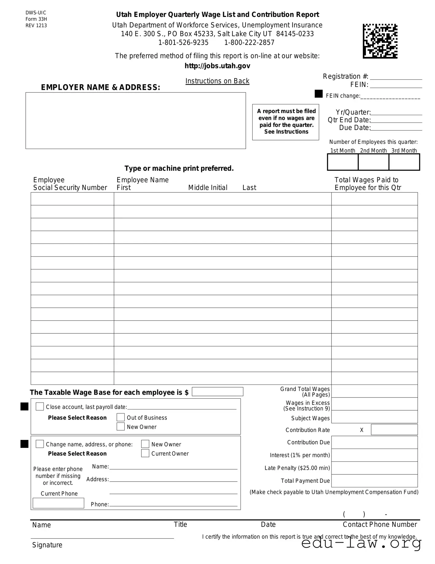 Fill in Your 33H Template