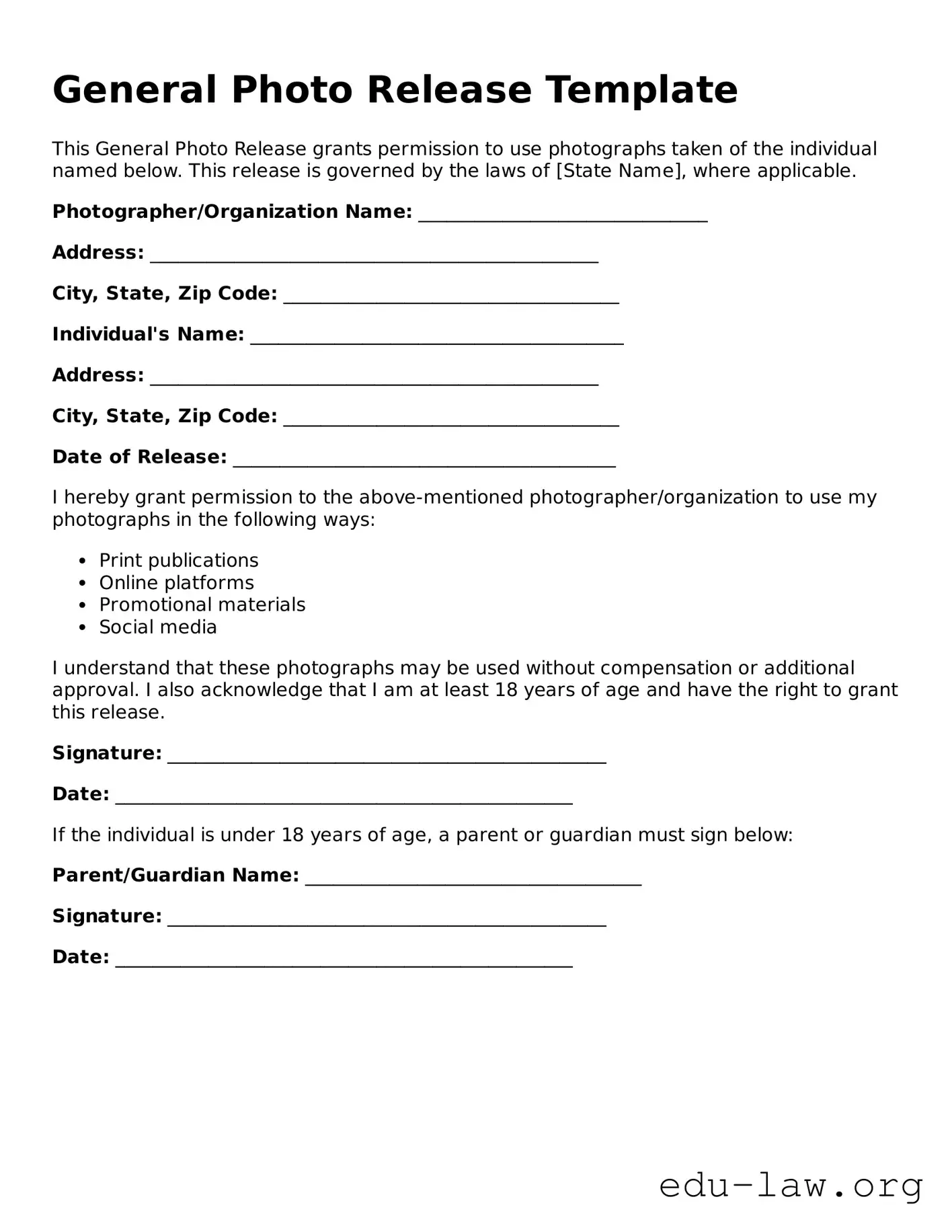 General Photo Release Template